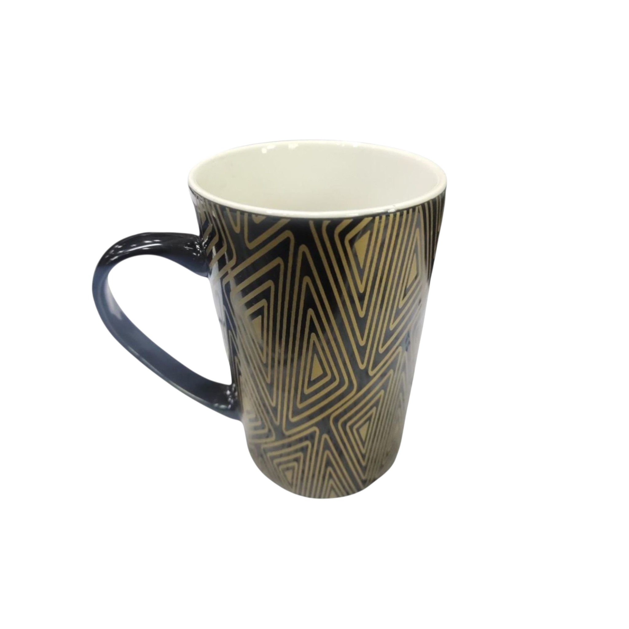 Ceramic Coffee Mug Stripe Patterned Black & Gold