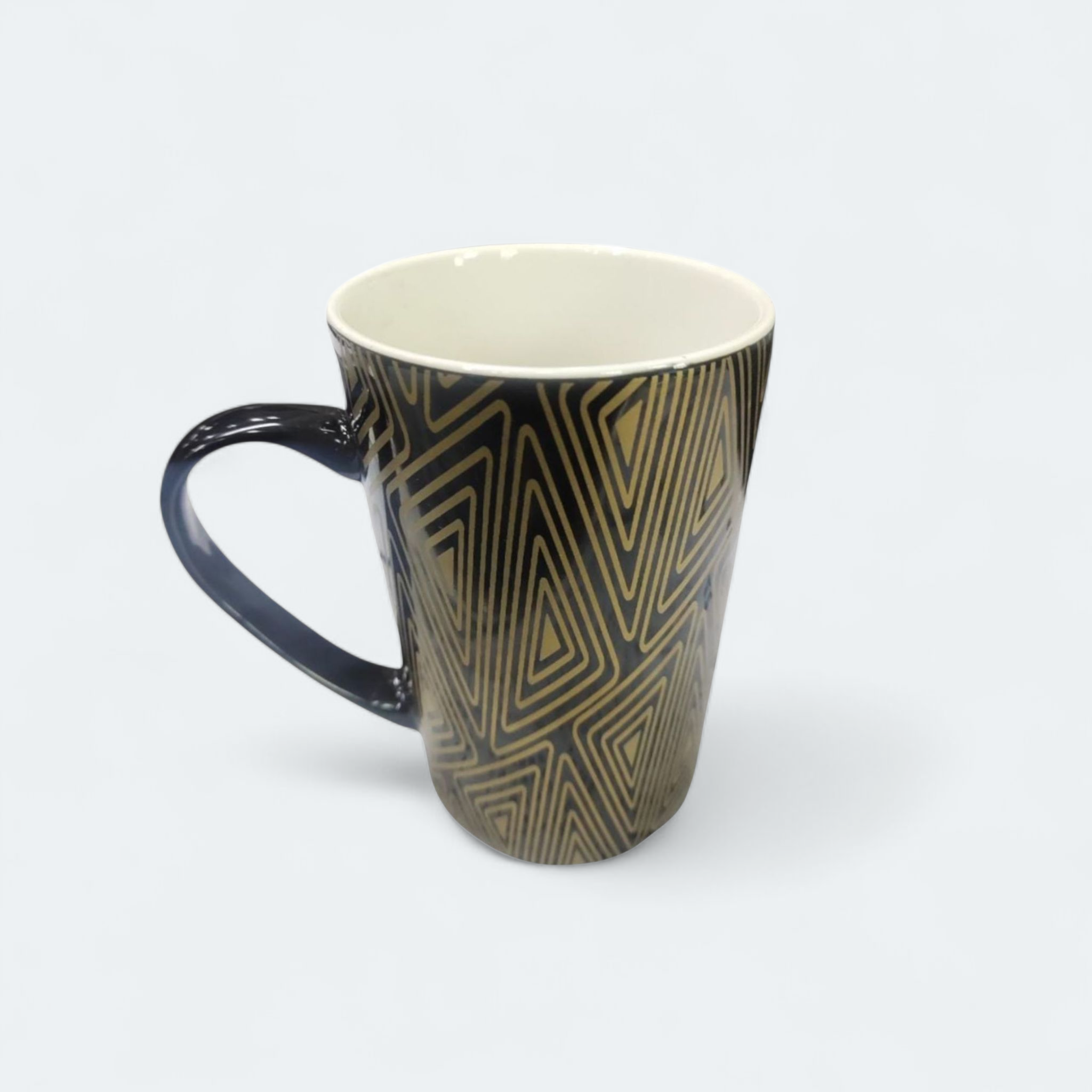 Ceramic Coffee Mug Stripe Patterned Black & Gold