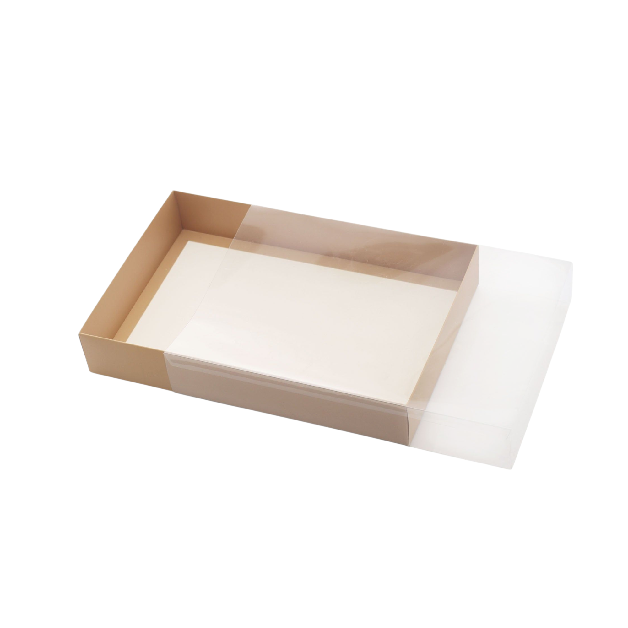 Gift Biscuit Paper Box with PVC Slide Cover Lid 30x20x5cm
