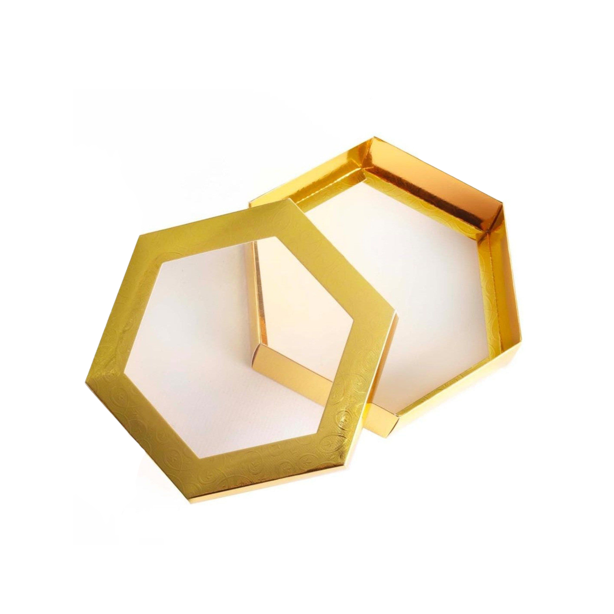Gift Biscuit Paper Box Gold Hexagon 19x19x5cm