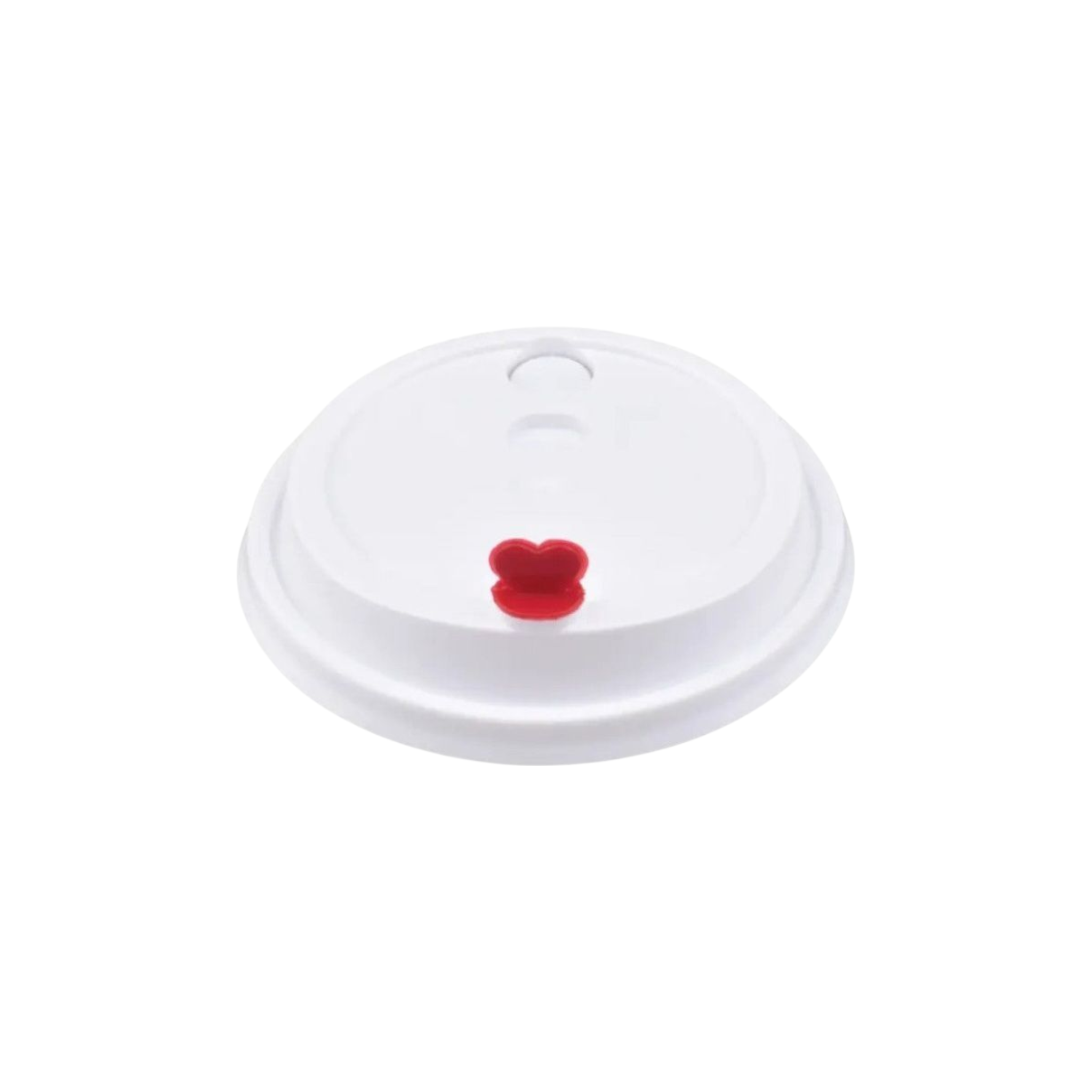 Coffee Cup Lids 90mm Disposable with Red Heart Stoppers 50pack