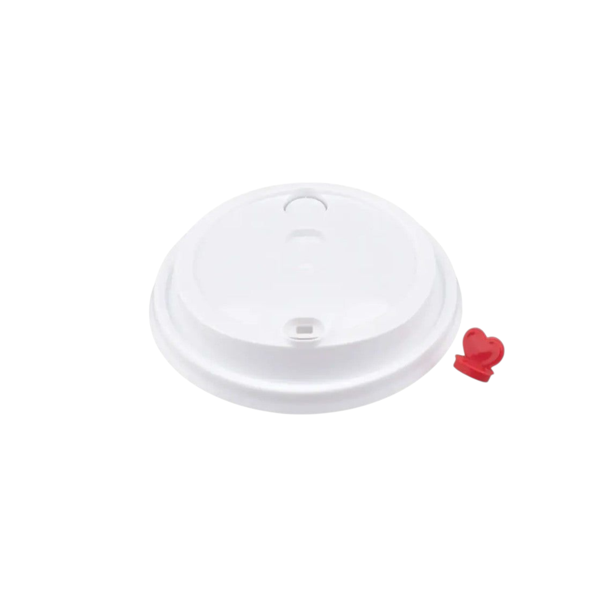 Coffee Cup Lids 90mm Disposable with Red Heart Stoppers 50pack