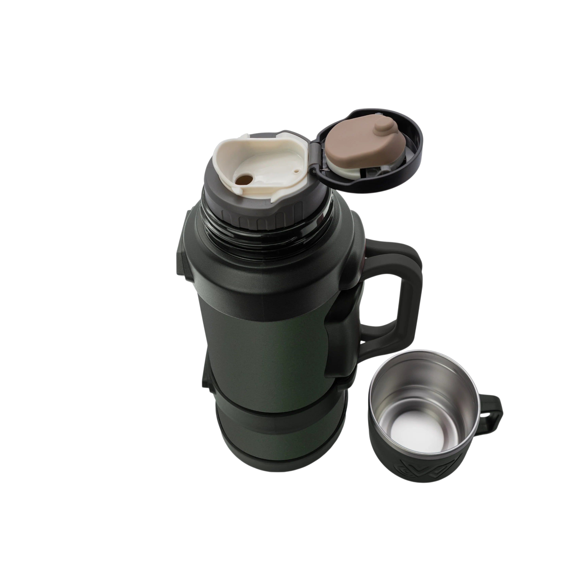 Regent Khaki Green Large Vacuum Flask Stainless Steel With Cup and Lid 2L