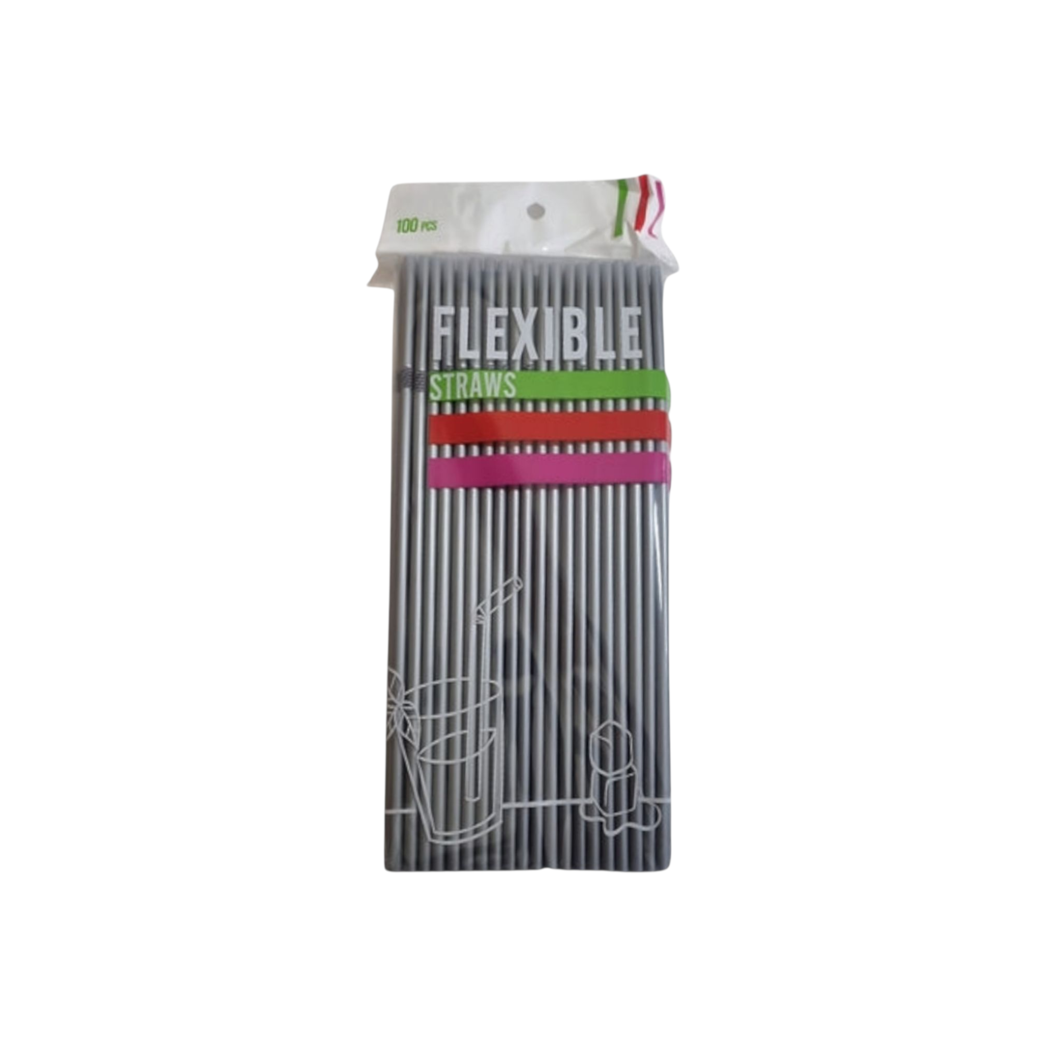 Flexible Bendy Straws Plastic 5mm 100pack