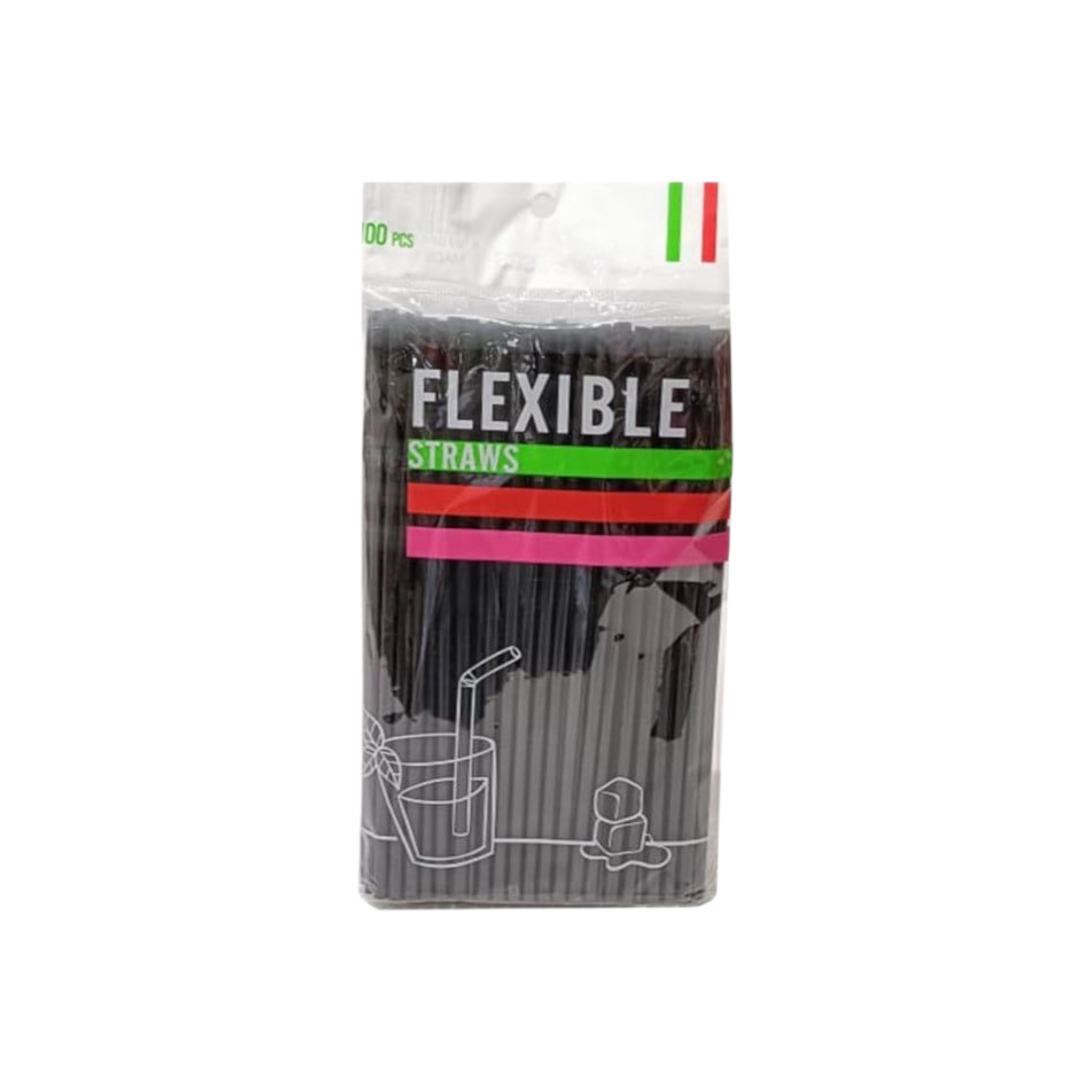 Flexible Bendy Straws Plastic 5mm 100pack