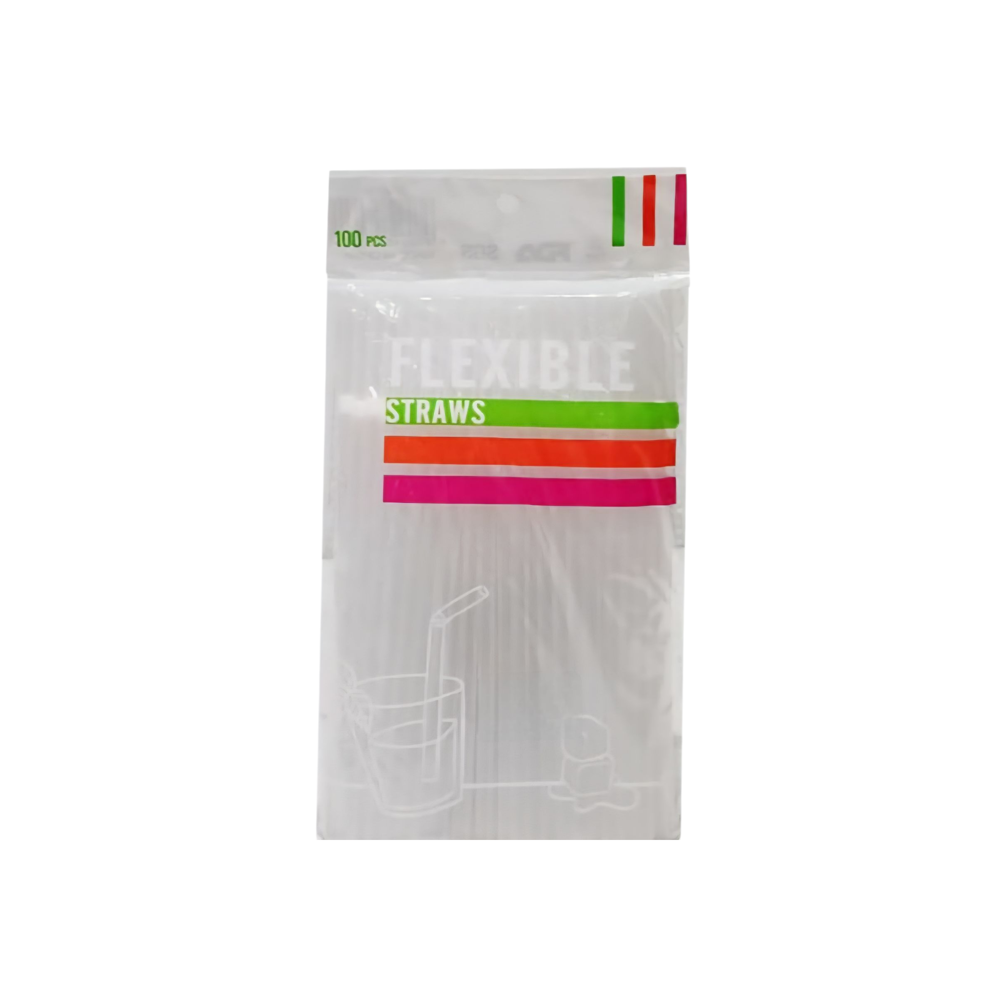 Flexible Bendy Straws Plastic 5mm 100pack