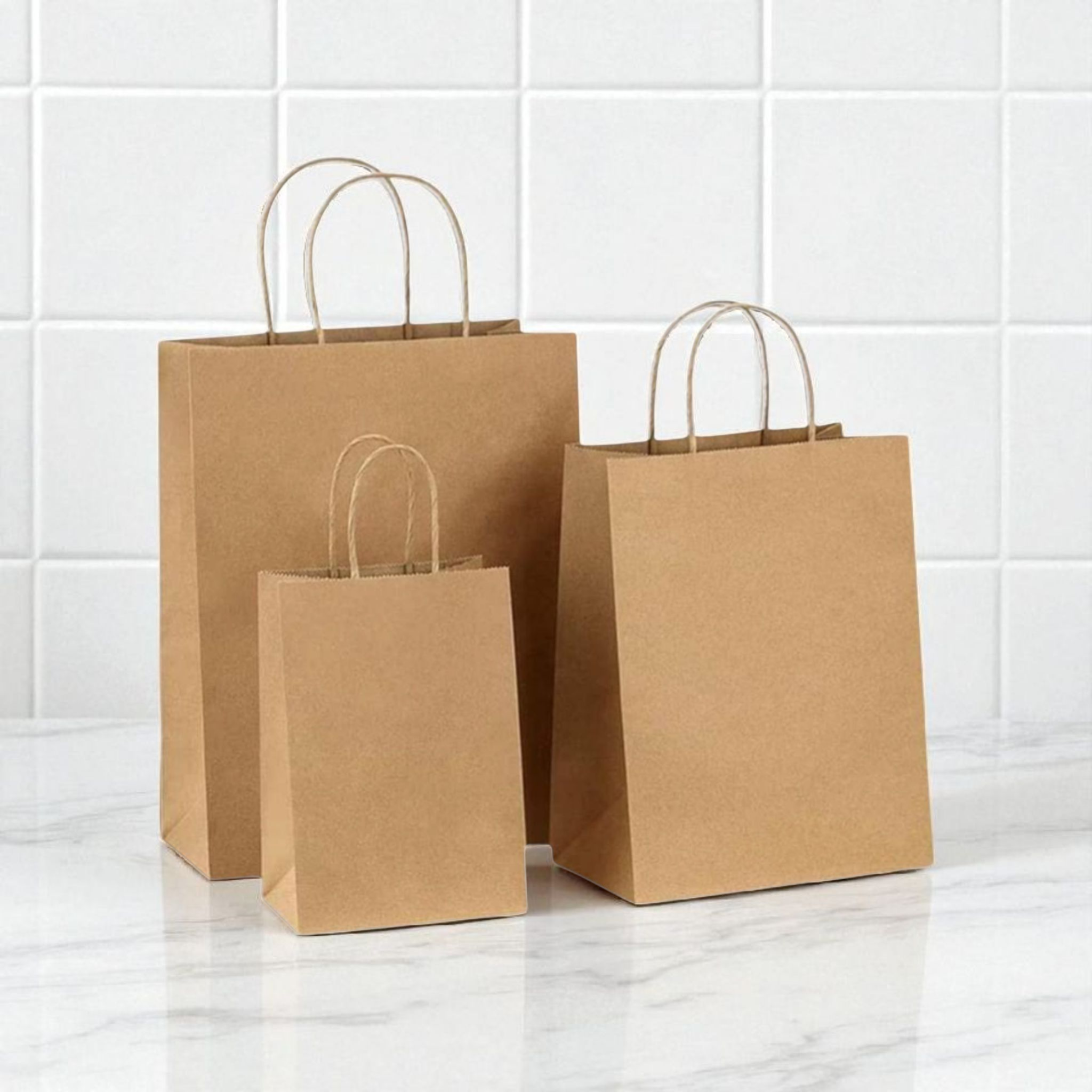 Kraft Paper Gift Shopper Bag Portrait 130gsm with Paper Twist Handle