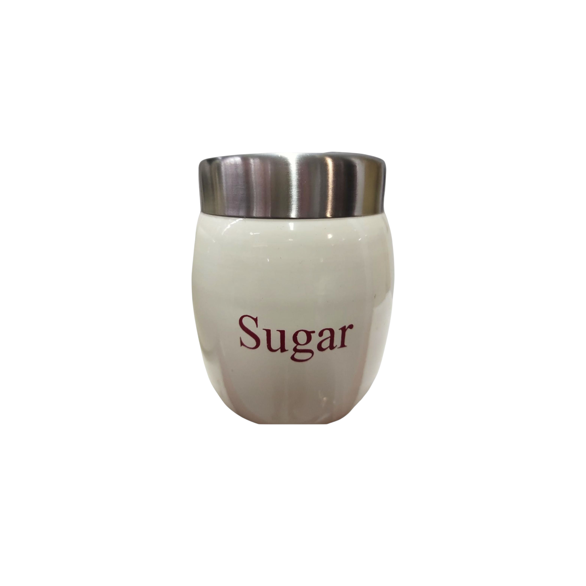 Vintage Tin Canister Set Tea-Coffee-Sugar Barrel Shaped Jar Cream with S/S Lid 3pc