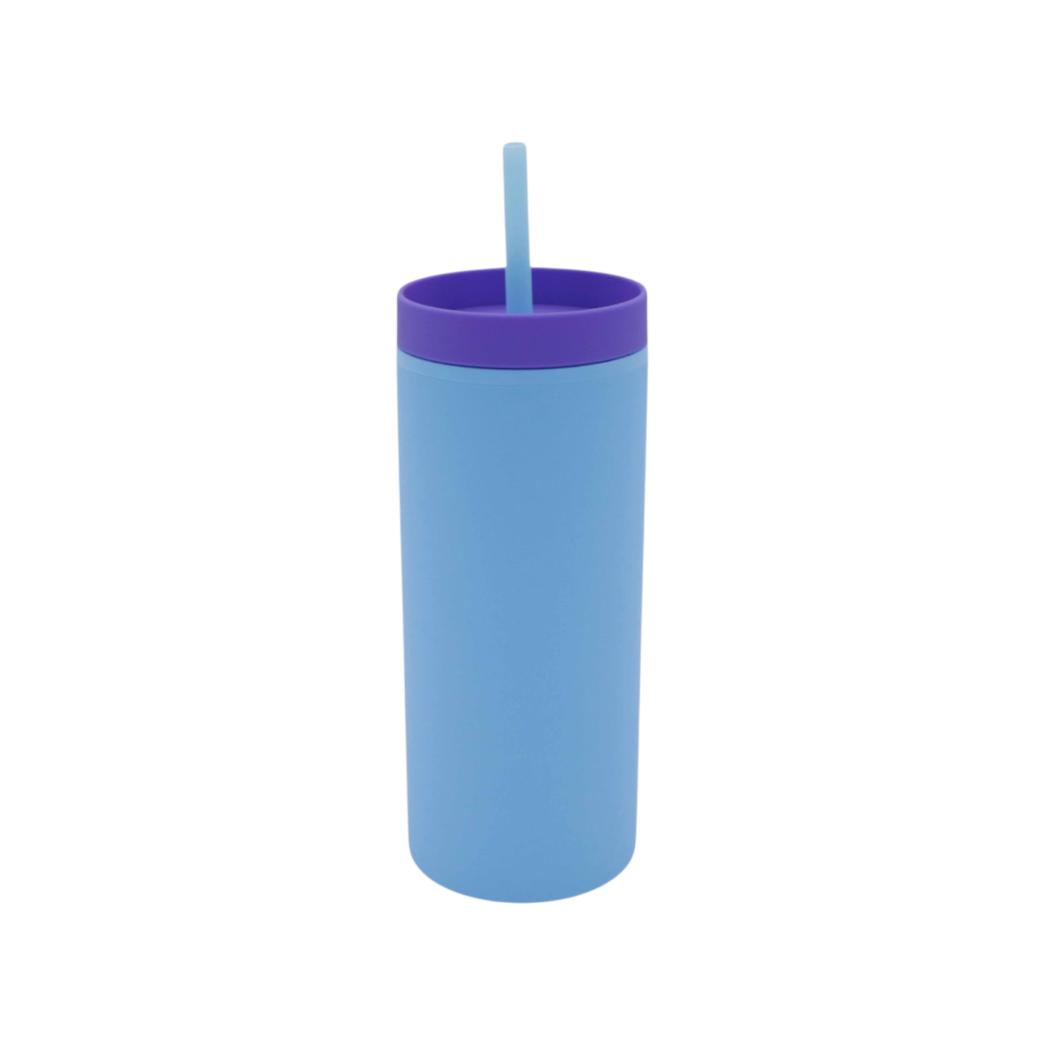473ml Skinny Drinking Tumbler Acrylic Reusable with Inverted Color Lid and Straw 7x21cm