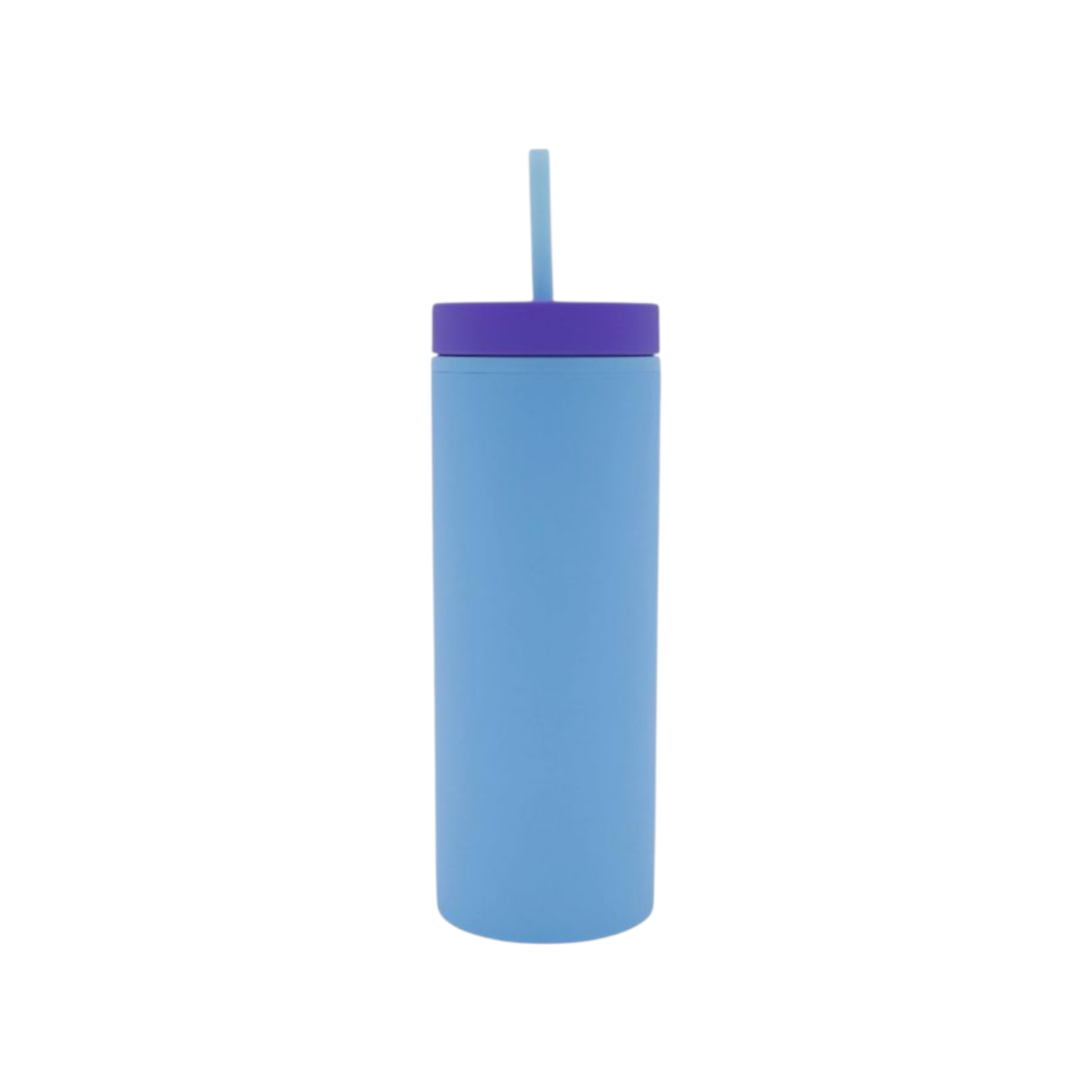 473ml Skinny Drinking Tumbler Acrylic Reusable with Inverted Color Lid and Straw 7x21cm