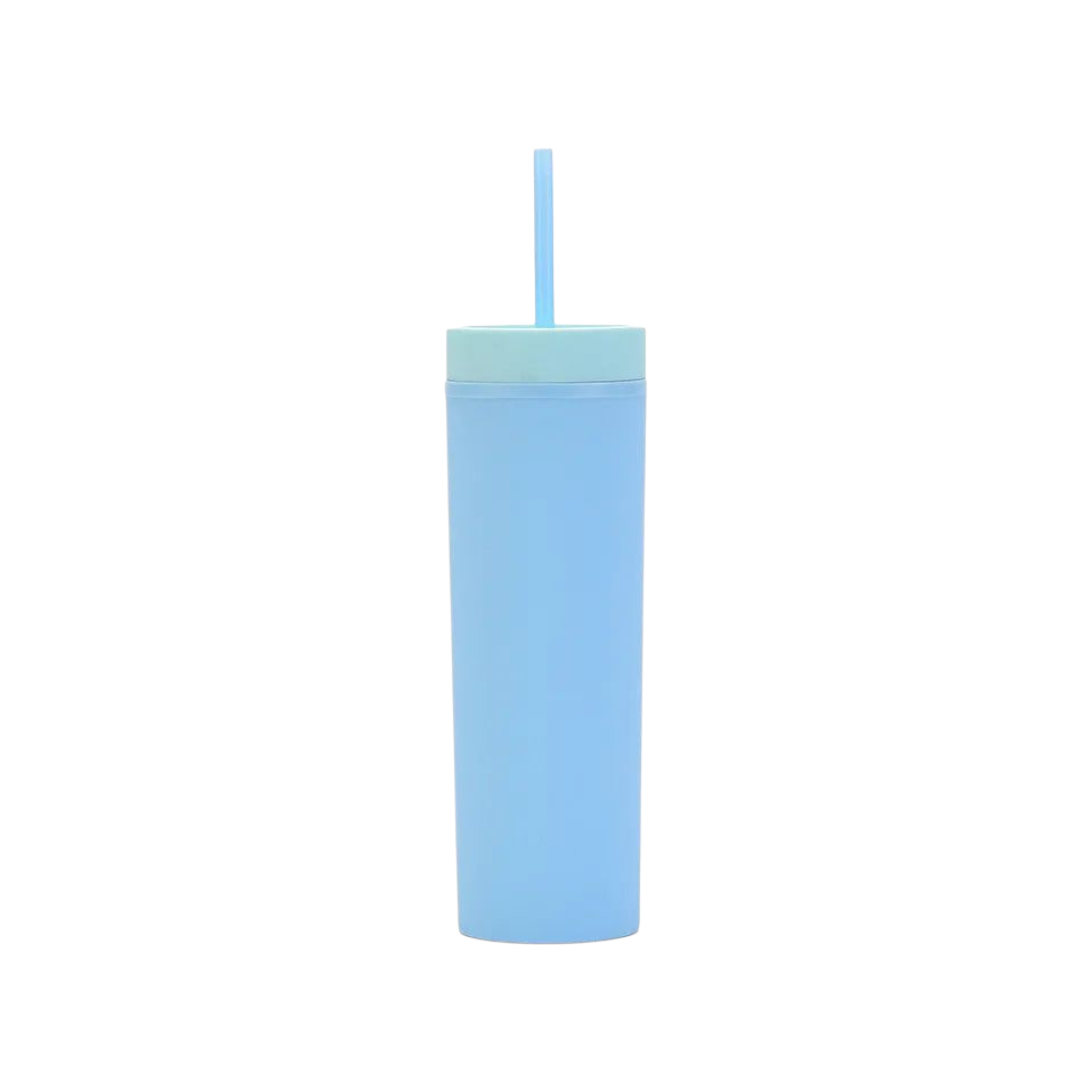 473ml Skinny Drinking Tumbler Acrylic Reusable with Inverted Color Lid and Straw 7x21cm