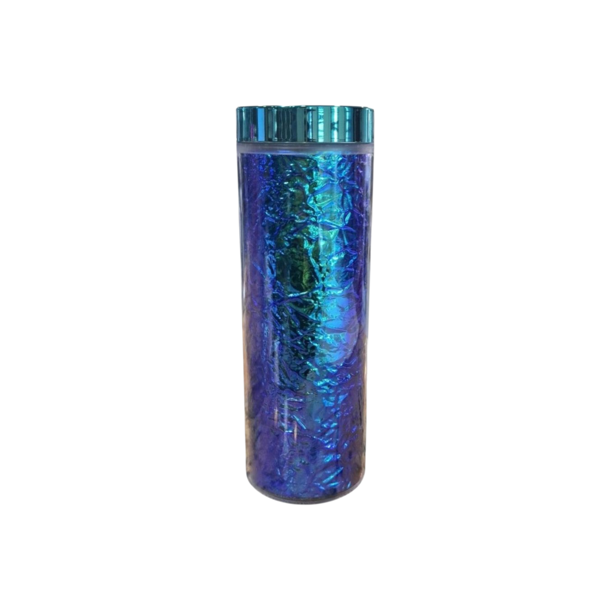 473ml  Skinny Iridescent Drinking Tumbler Acrylic Reusable with Lid & Straw 21x7cm