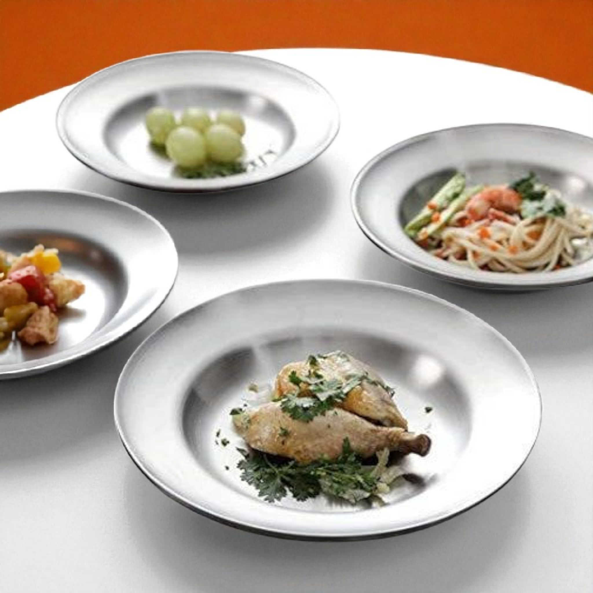 Dinner Plate 22cm Stainless Steel K0023 - Cafeteria Feeding Plate