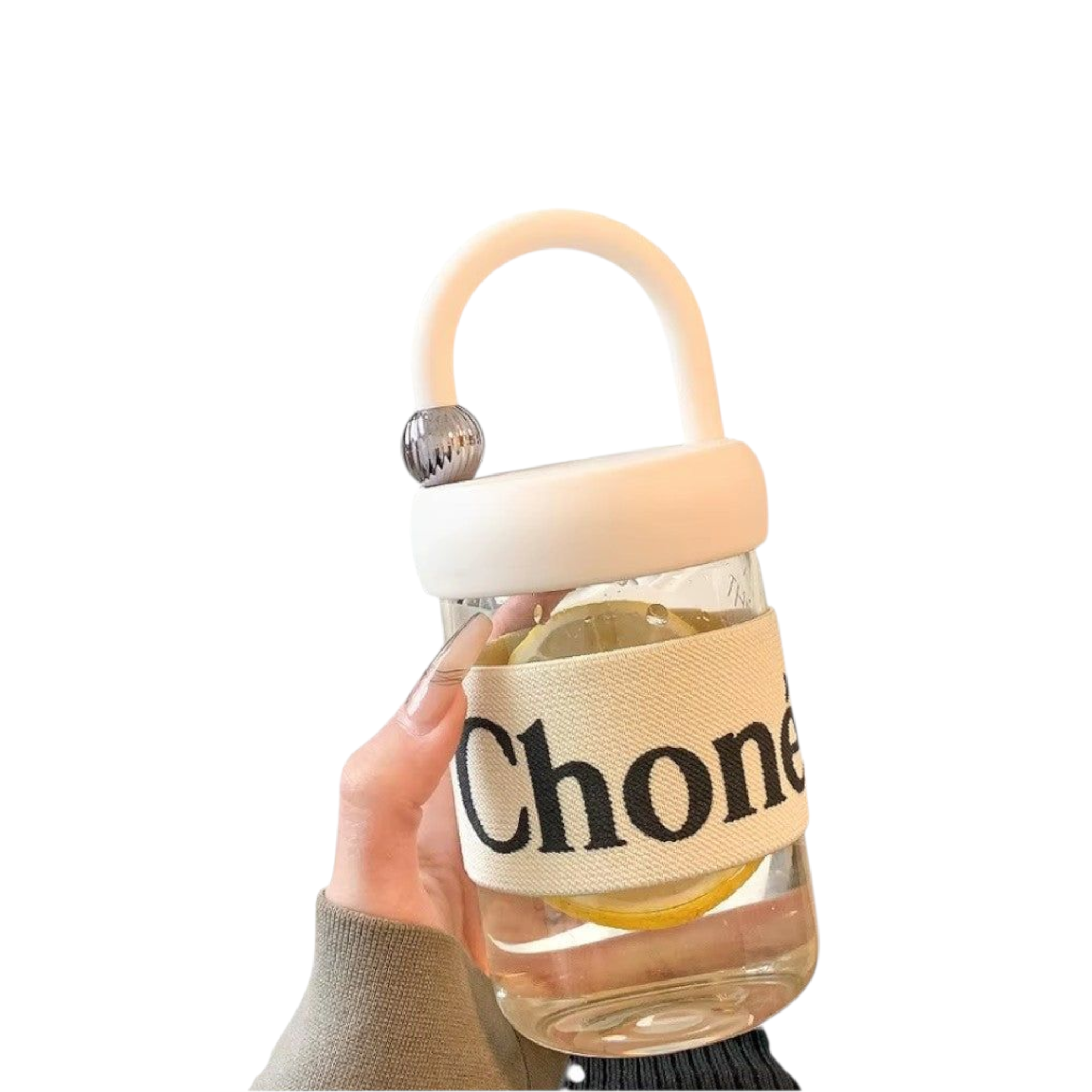 450ml Glass Drinking Sipper Bottle - High Temperature Resistant Portable Handheld Coffee Mug 11x8cm