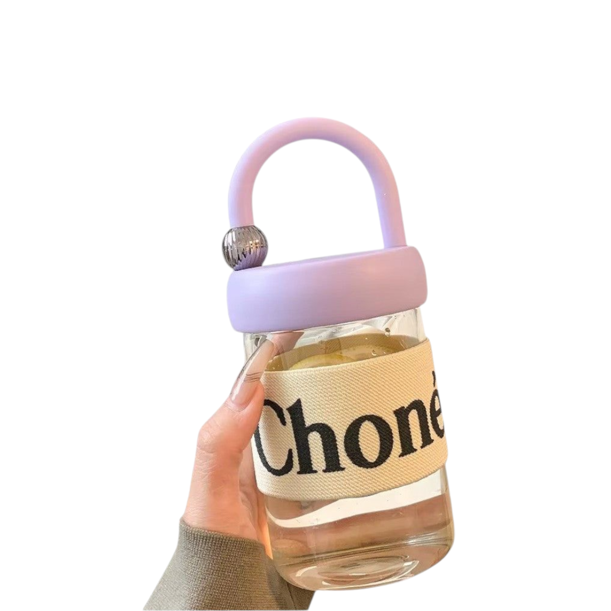 450ml Glass Drinking Sipper Bottle - High Temperature Resistant Portable Handheld Coffee Mug 11x8cm