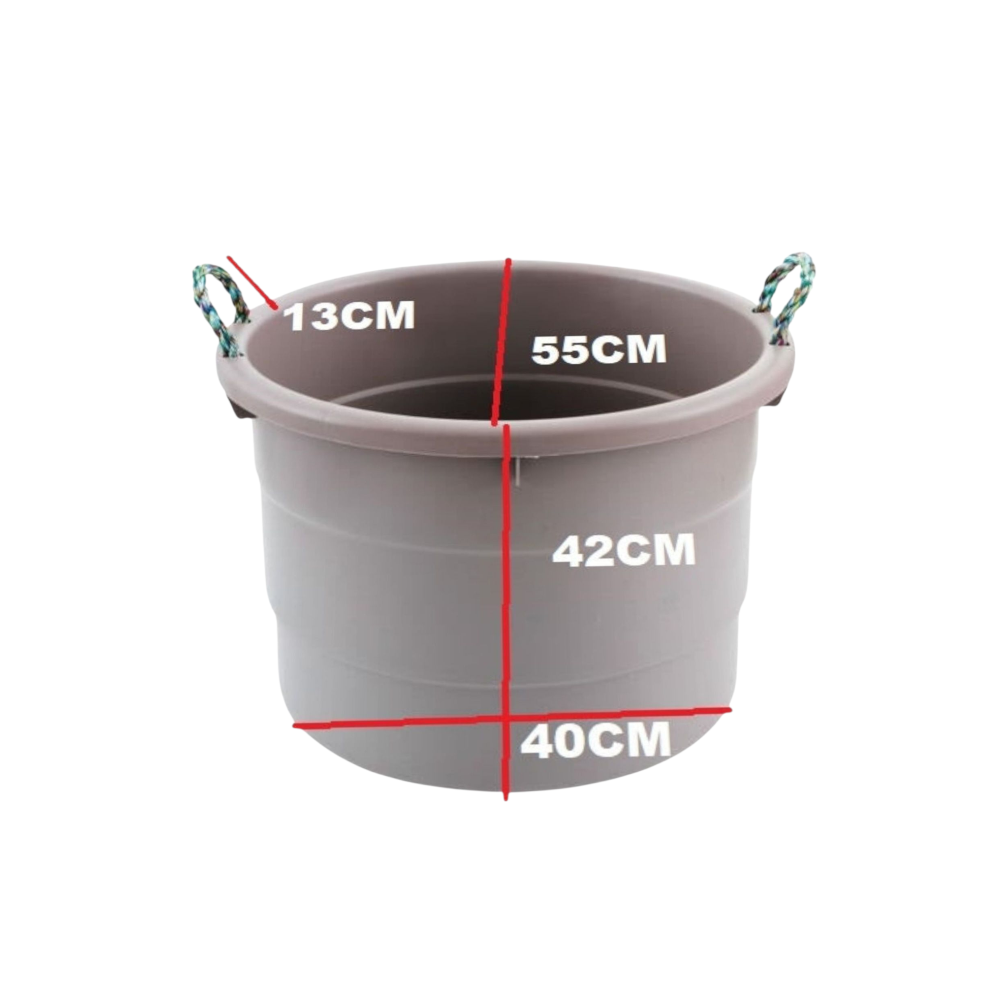 75L Plastic Jumbo Basin Tub with Carry Rope Virgin Plastic