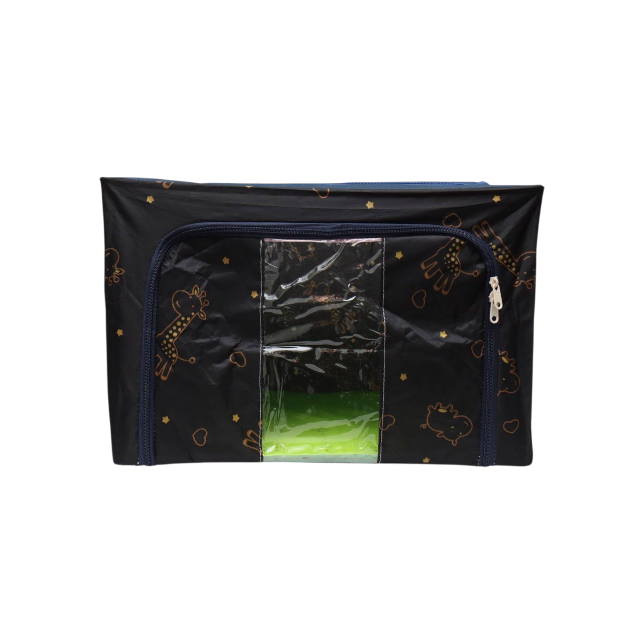 Wardrobe Storage Organiser Box Oxford Material 50x40x33cm Zipper Lid with See-Through Front Panel