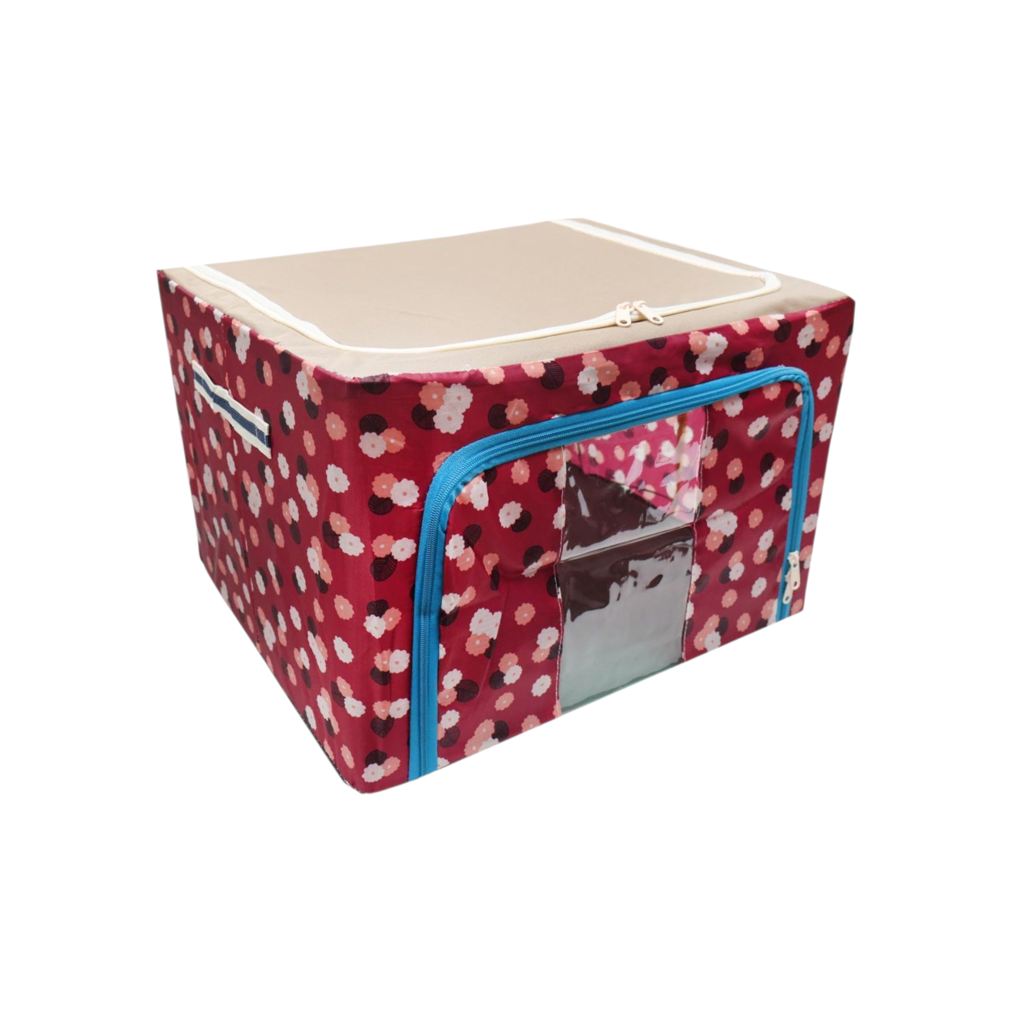 Wardrobe Storage Organiser Box Oxford Material 50x40x33cm Zipper Lid with See-Through Front Panel