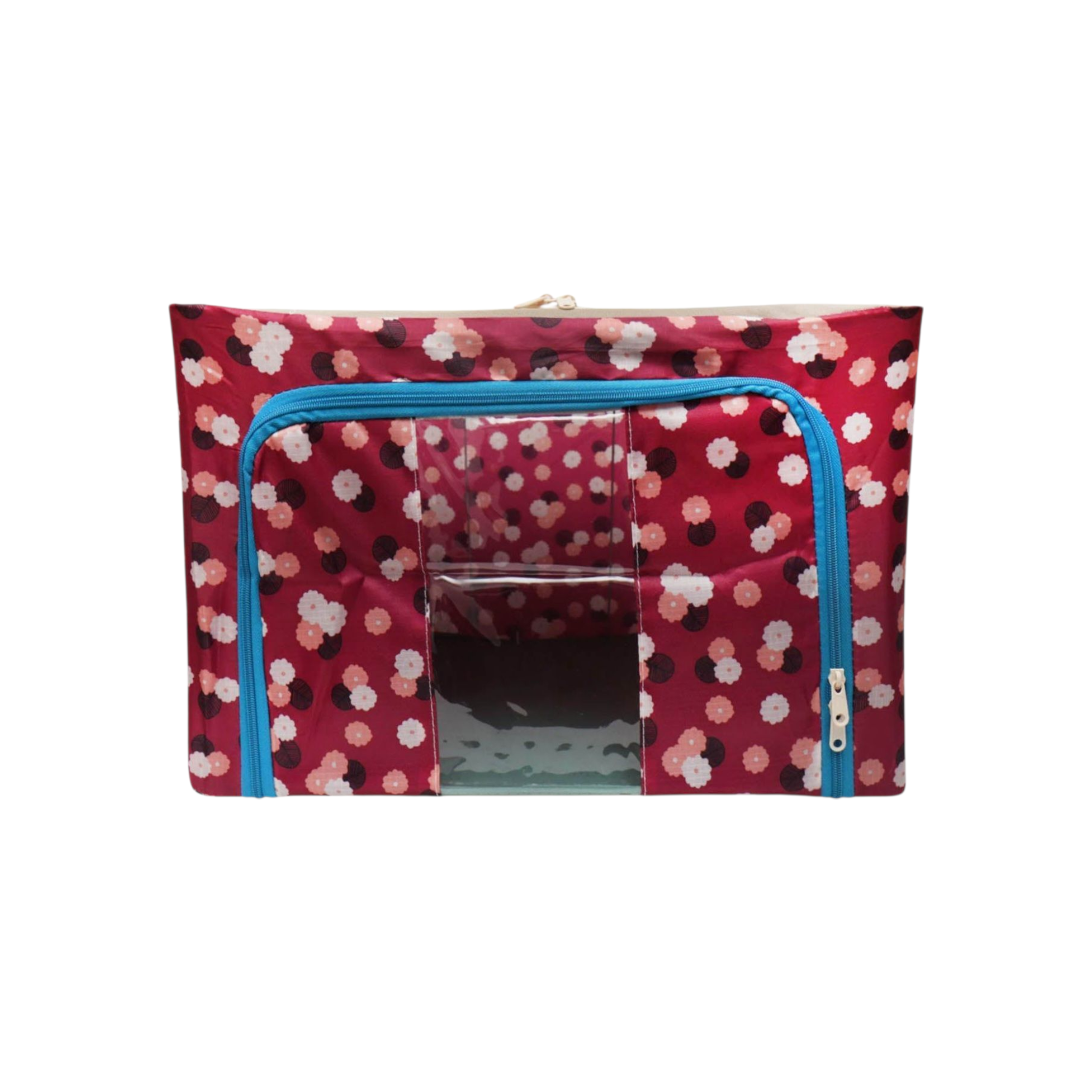 Wardrobe Storage Organiser Box Oxford Material 50x40x33cm Zipper Lid with See-Through Front Panel