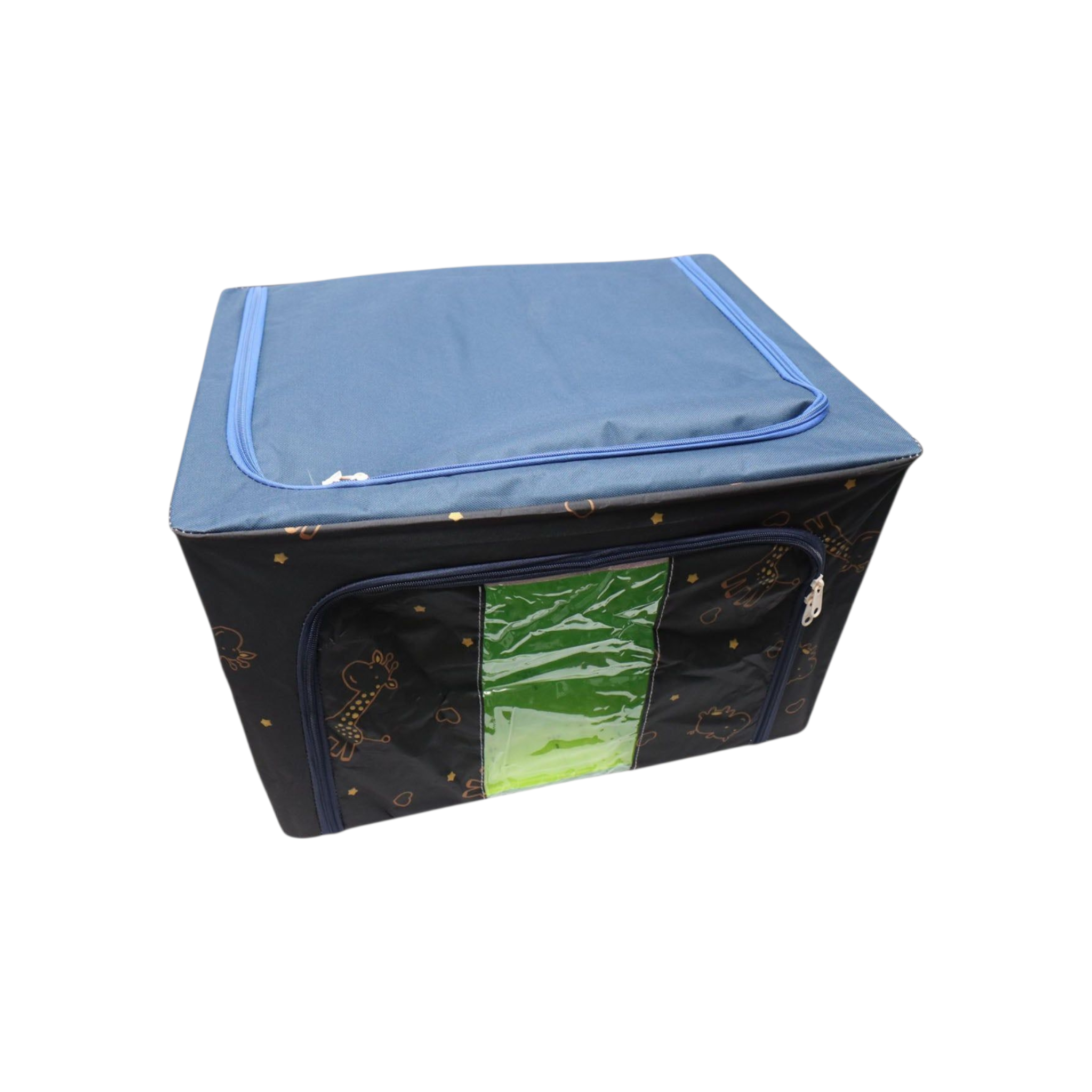 Wardrobe Storage Organiser Box Oxford Material 50x40x33cm Zipper Lid with See-Through Front Panel