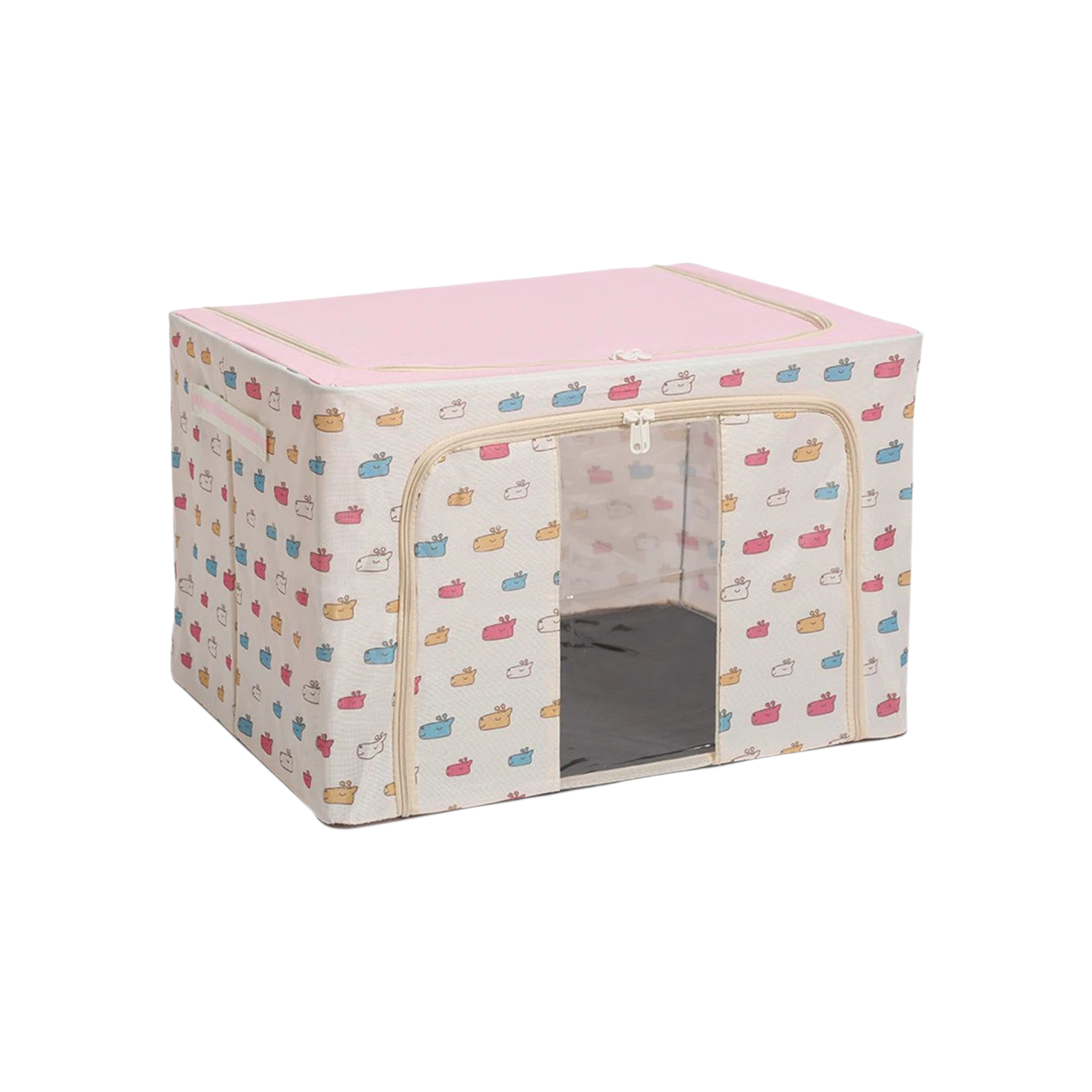 Wardrobe Storage Organiser Box Oxford Material 50x40x33cm Zipper Lid with See-Through Front Panel