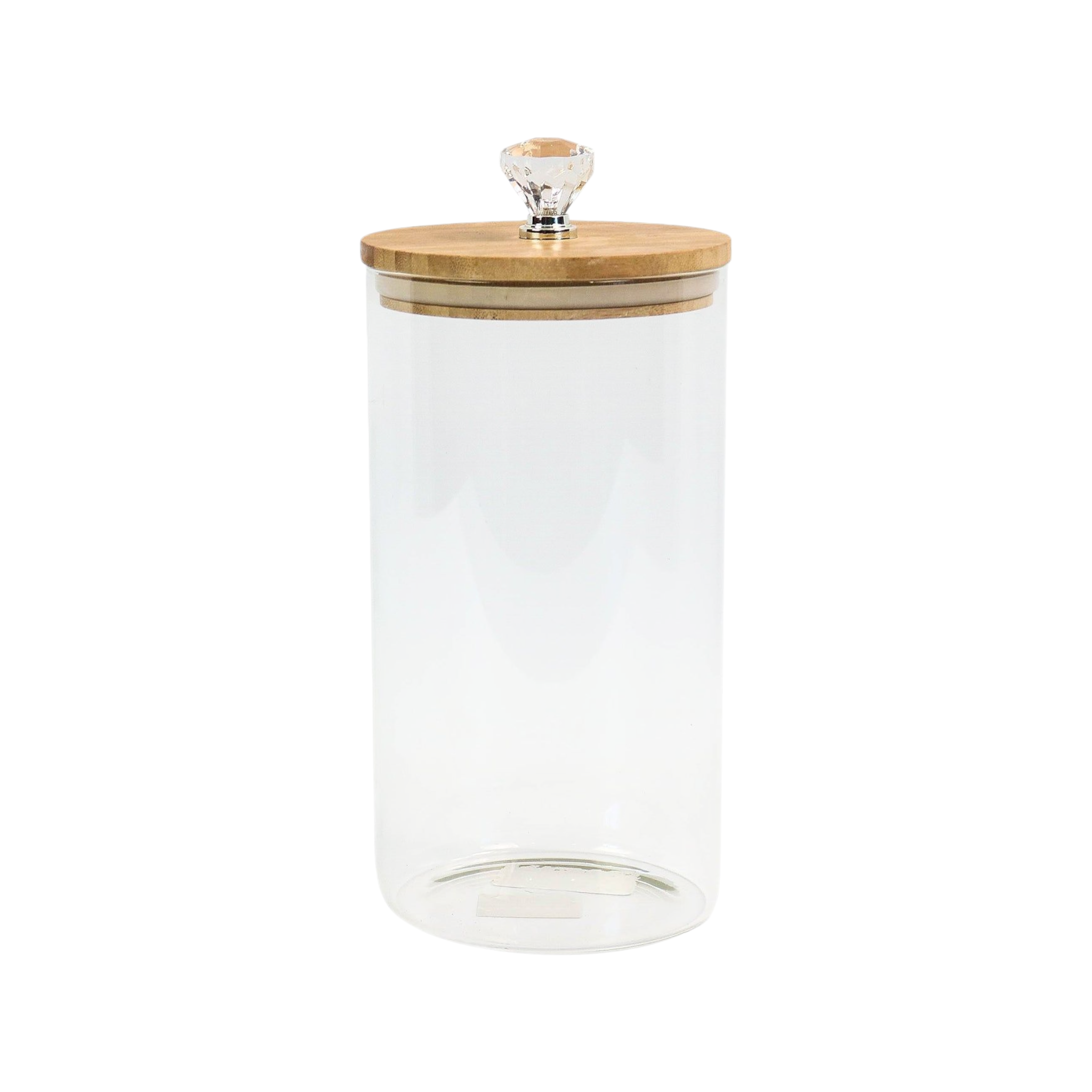 Aqua Glass Canister 3.2L Bamboo Lid Diamond Decor Knob 27158