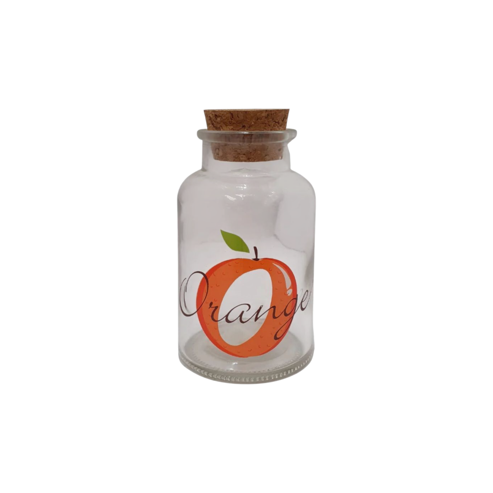 250ml Glass Canister Jar with Cork Lid - Orange Patterned