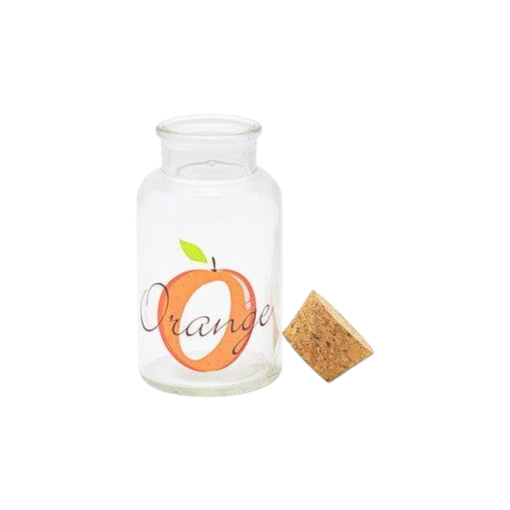 250ml Glass Canister Jar with Cork Lid - Orange Patterned