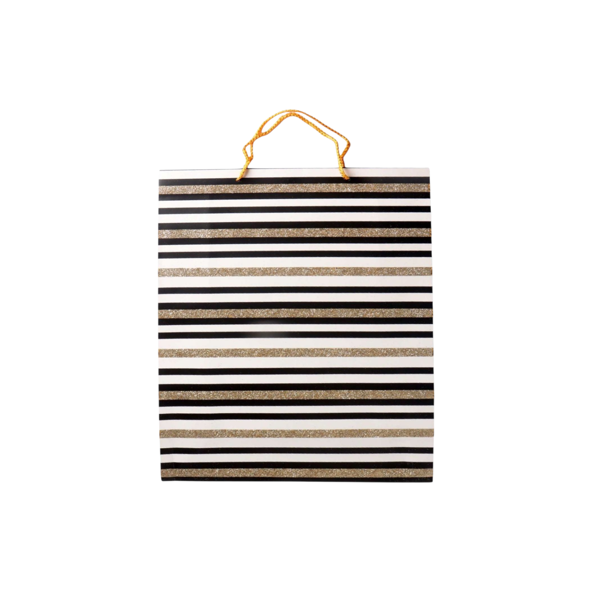 Designer Gift Paper Bag Tinsel Black Gold 31x41cm Large