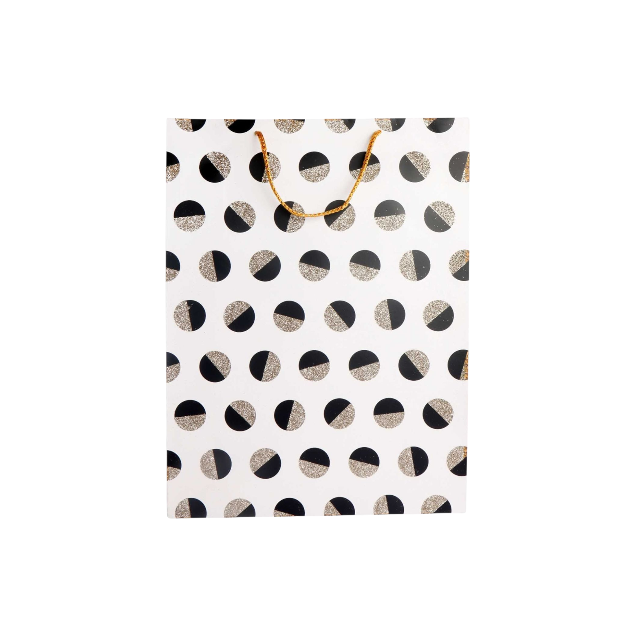 Designer Gift Paper Bag Tinsel Black Gold 31x41cm Large