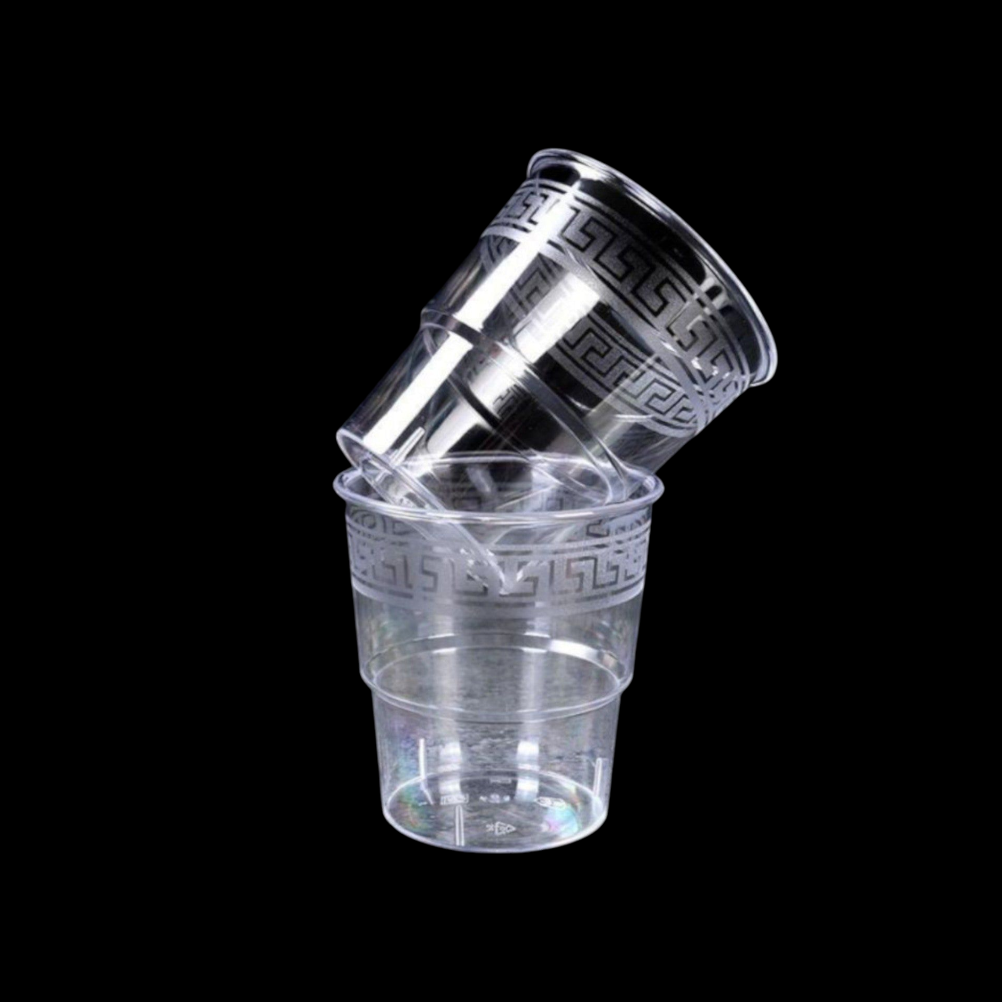 Acrylic Plastic Greek Key Patterned Reusable Dessert/Drinking Cups 150ml 10pack
