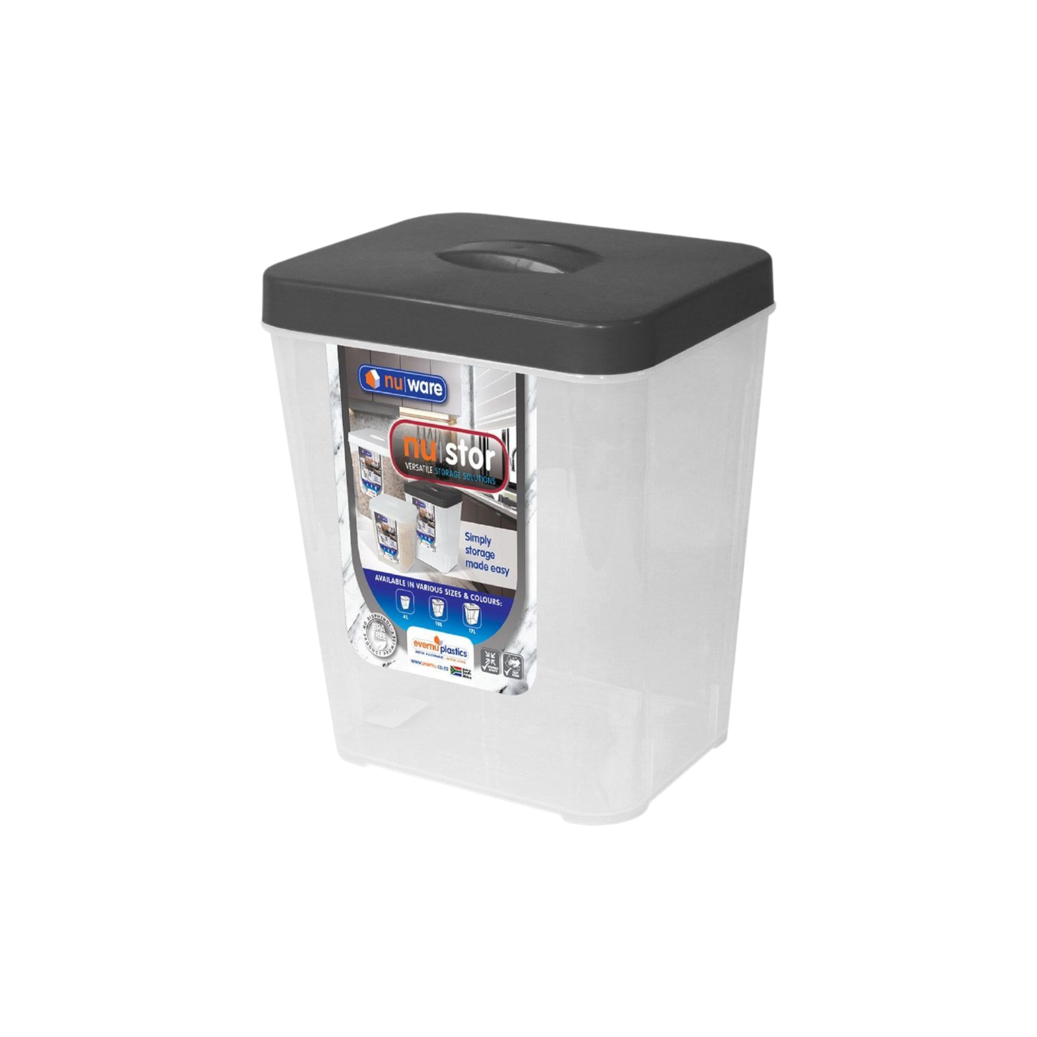 Nu Ware Premium Dry Food Storage Canister 17L Clear