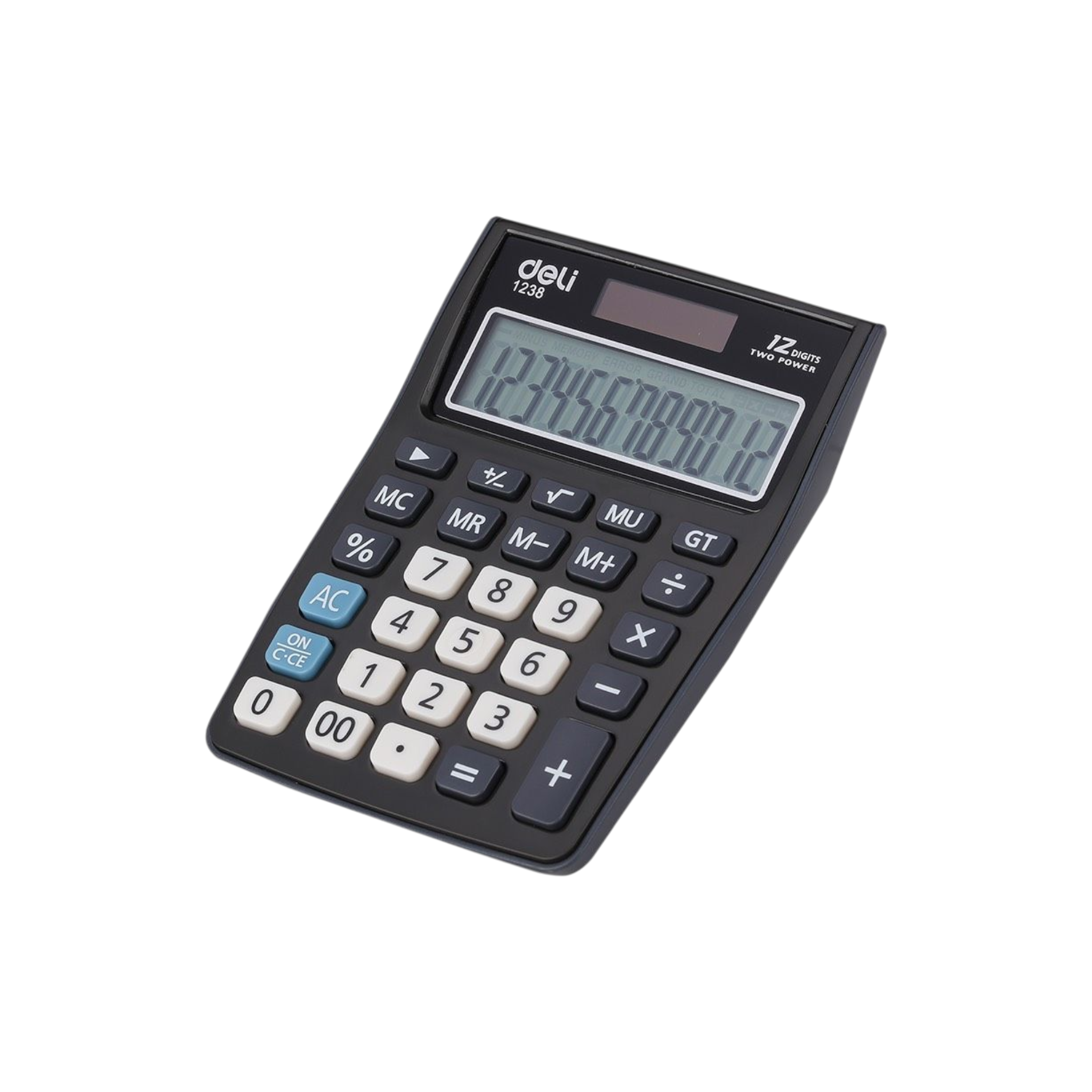 Deli Calculator Plastic 8-Digit Black Flip-Cover