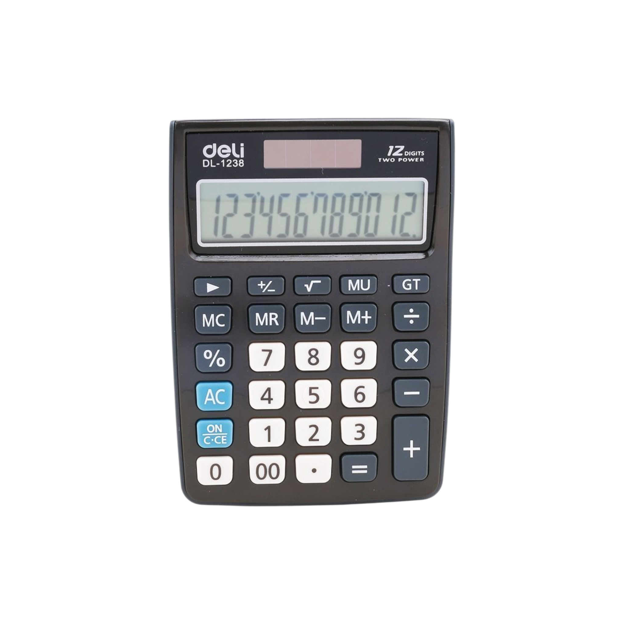 Deli Calculator Plastic 8-Digit Black Flip-Cover