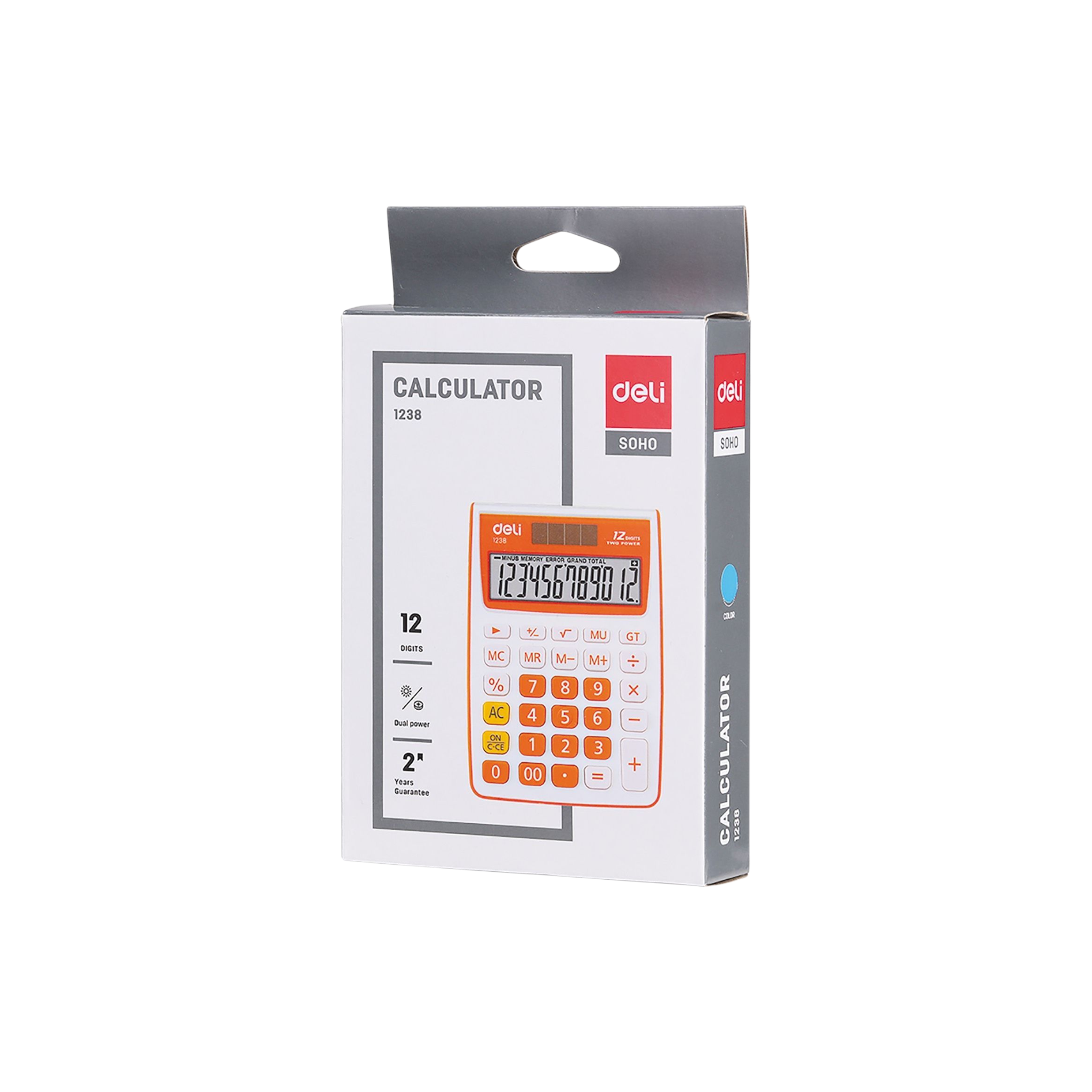 Deli Calculator Plastic 8-Digit Black Flip-Cover