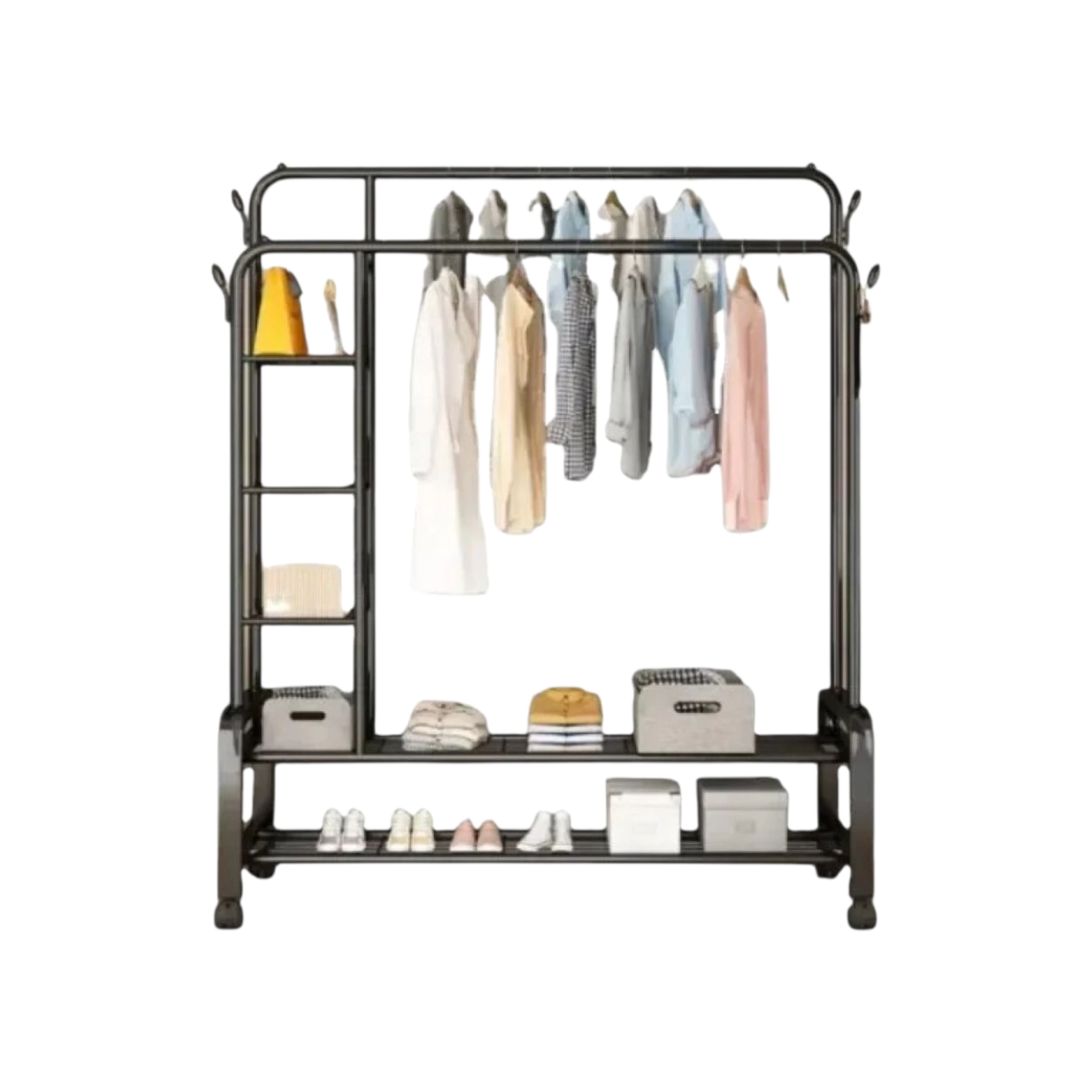 Boutique Metal Cloth Hanger Floor Garment Rack  - Retail Rail Clothing Display Rack Carbon Steel Free Standing