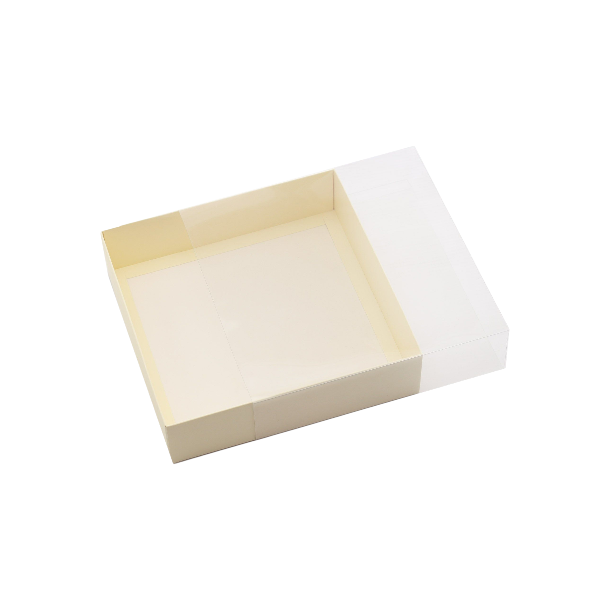 Gift Biscuit Paper Box with PVC Clear Slide Cover 19.9x19.5x5cm