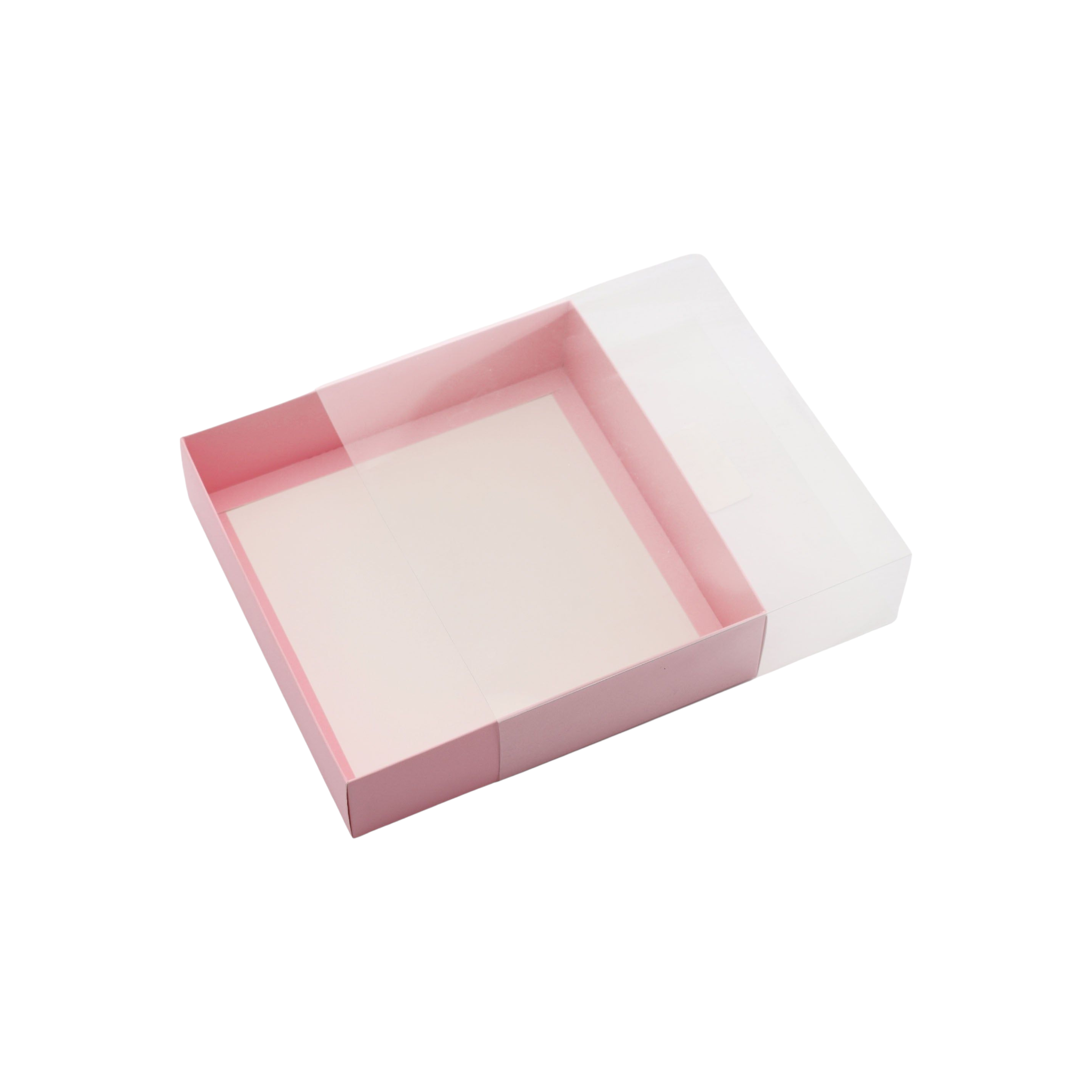 Gift Biscuit Paper Box with PVC Clear Slide Cover 19.9x19.5x5cm