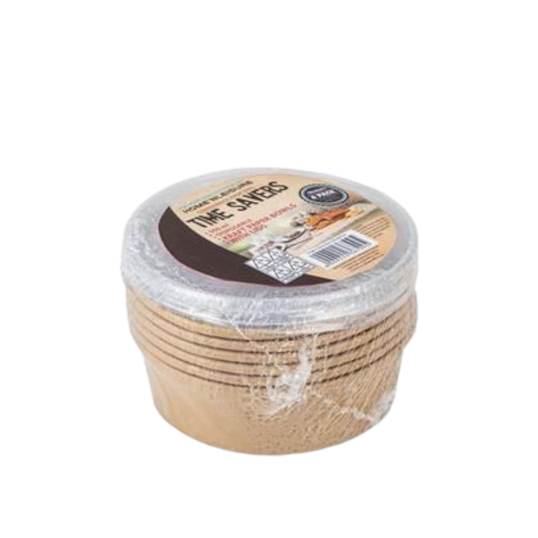 Timesavers Kraft Paper Bowl 500ml - Food Lunch Container Round with Clear Lid 6pcs