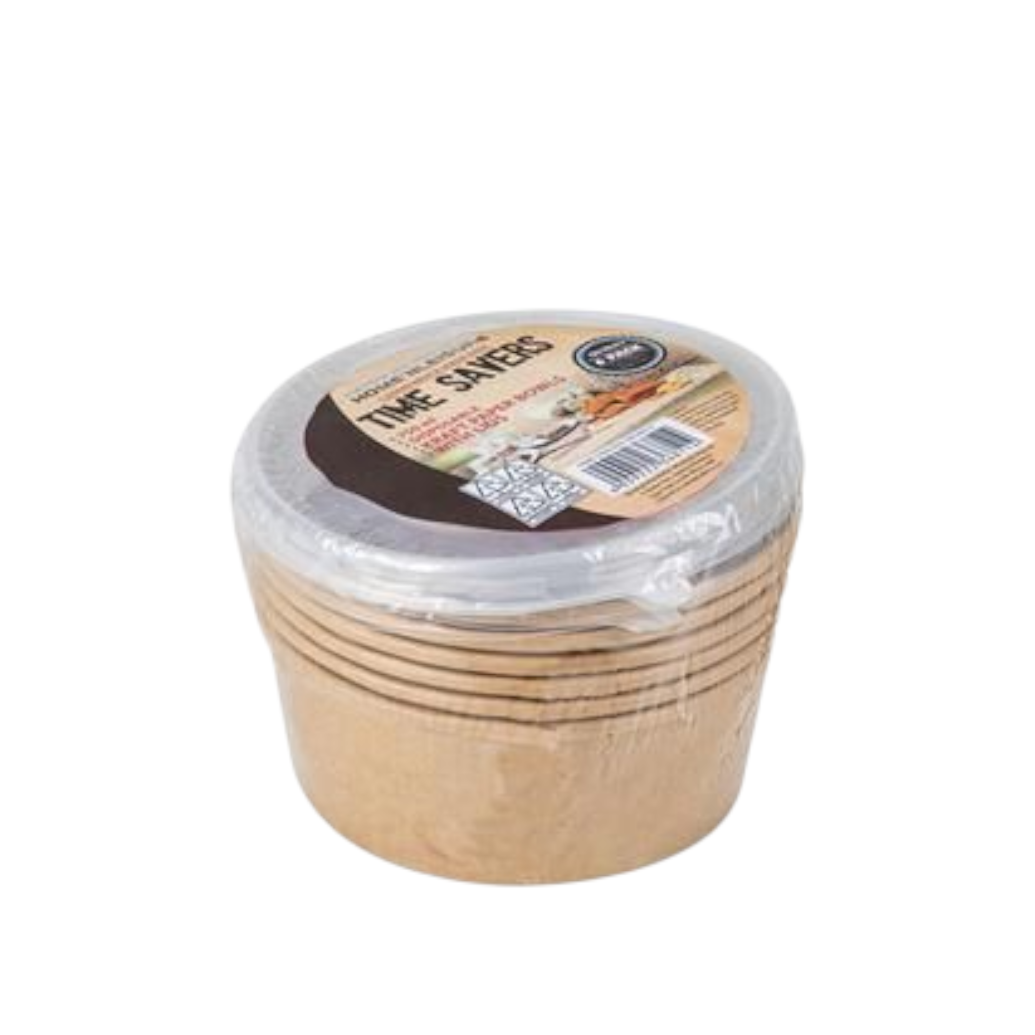 Timesavers Kraft Paper Bowl 750ml - Food Lunch Container Round with Clear Lid 6pcs