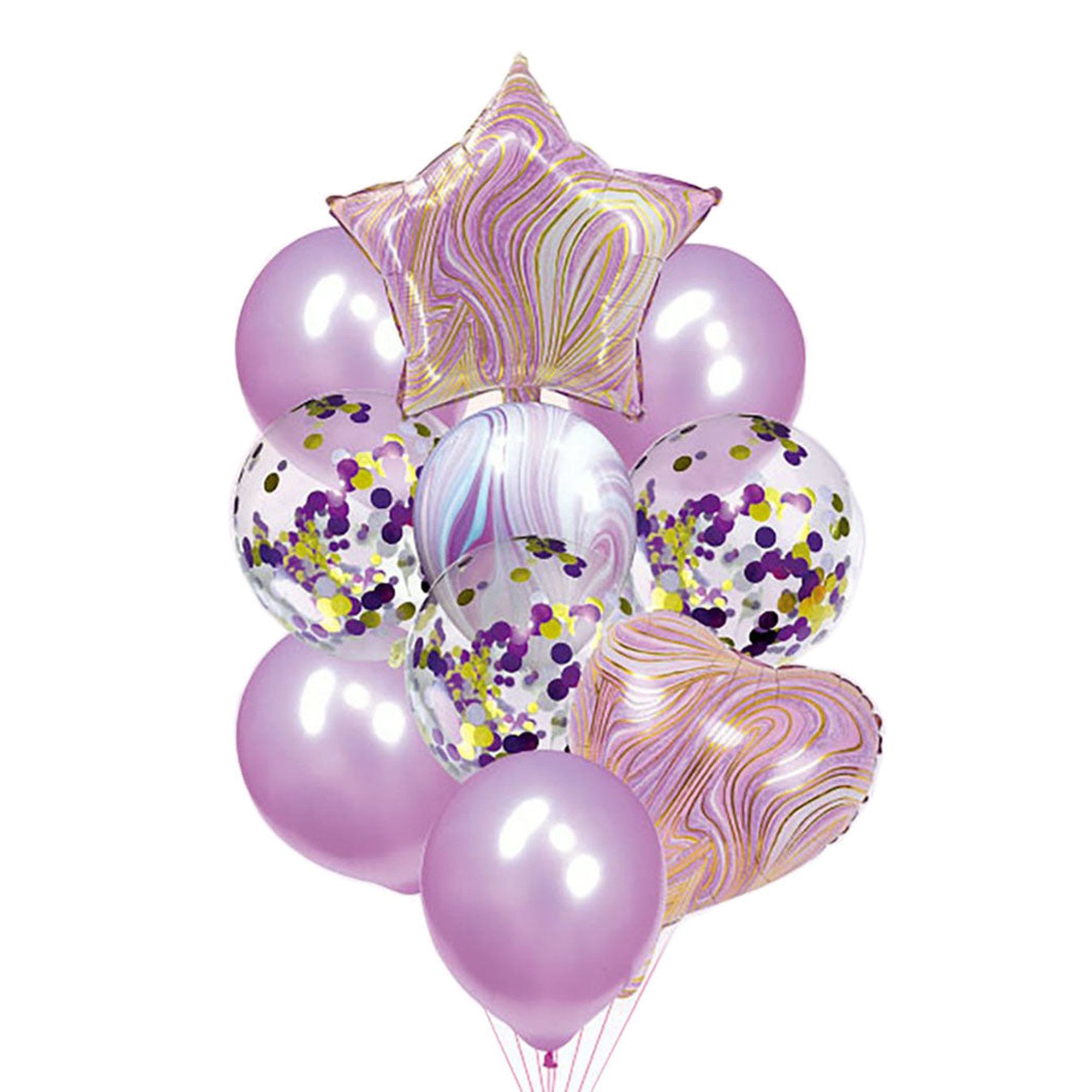 Party Star & Heart Latex Marble Balloon 10piece Set