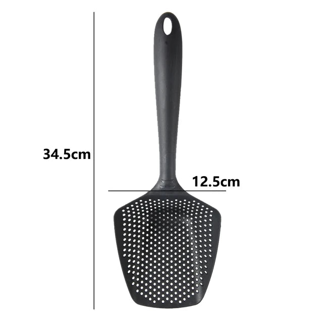 Kitchen Slotted Ladle Spoon Skimmer Strainer Black