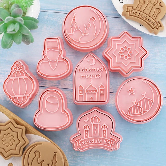 Eid Plastic Cookie Cutter Moulds 8pc Set