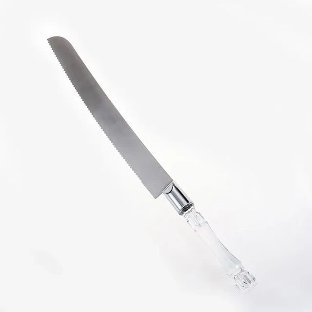 Wedding Cake Knife & Lifter 2pc Set with Crystal Plastic Handle