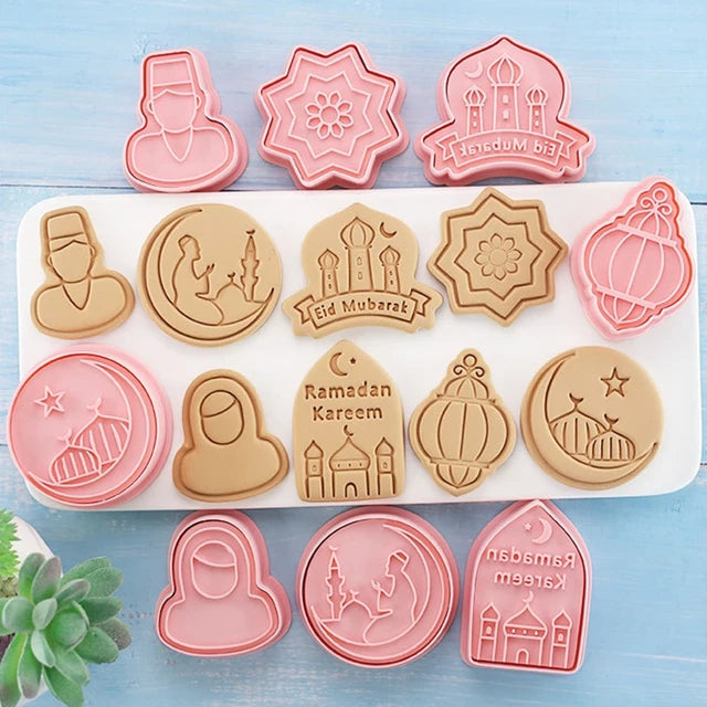 Eid Plastic Cookie Cutter Moulds 8pc Set