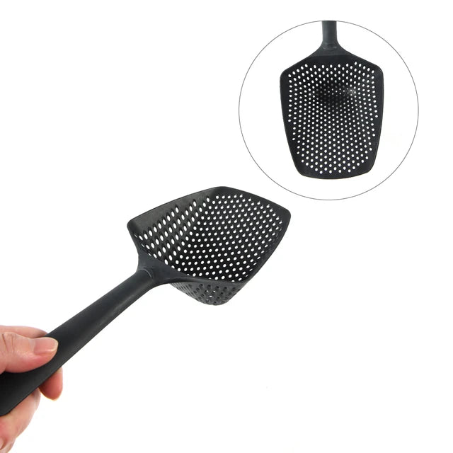 Kitchen Slotted Ladle Spoon Skimmer Strainer Black