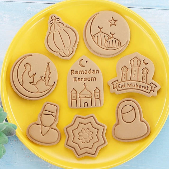 Eid Plastic Cookie Cutter Moulds 8pc Set