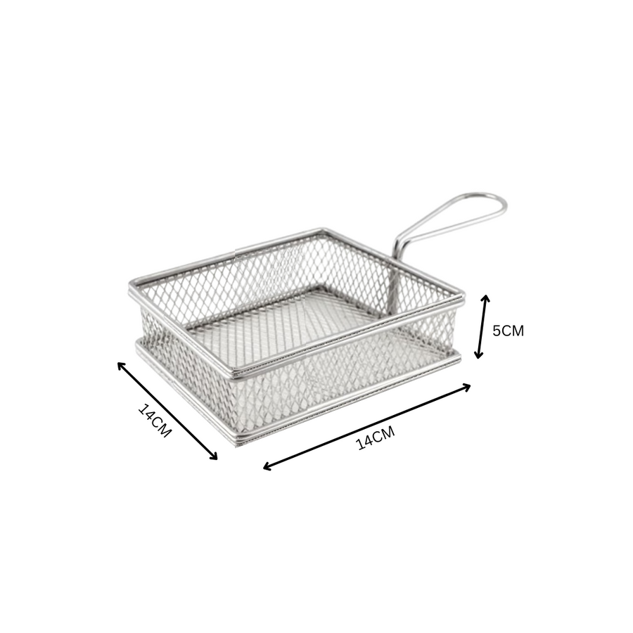 Chip Fryer Serving Basket Small Square Stainless Steel SGN1451