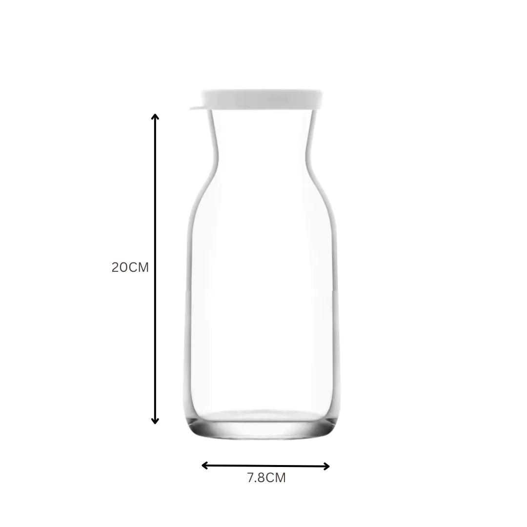 LAV Glass Carafe 500ml Water Jug Bottle with white rubber Lid SGN1850