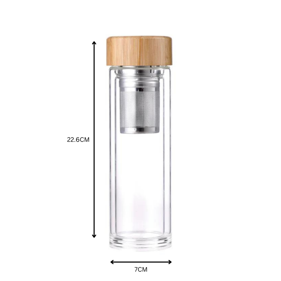 Bergner Glass Drinking Bottle 350ml with Infuser Borosilicate SGN2173